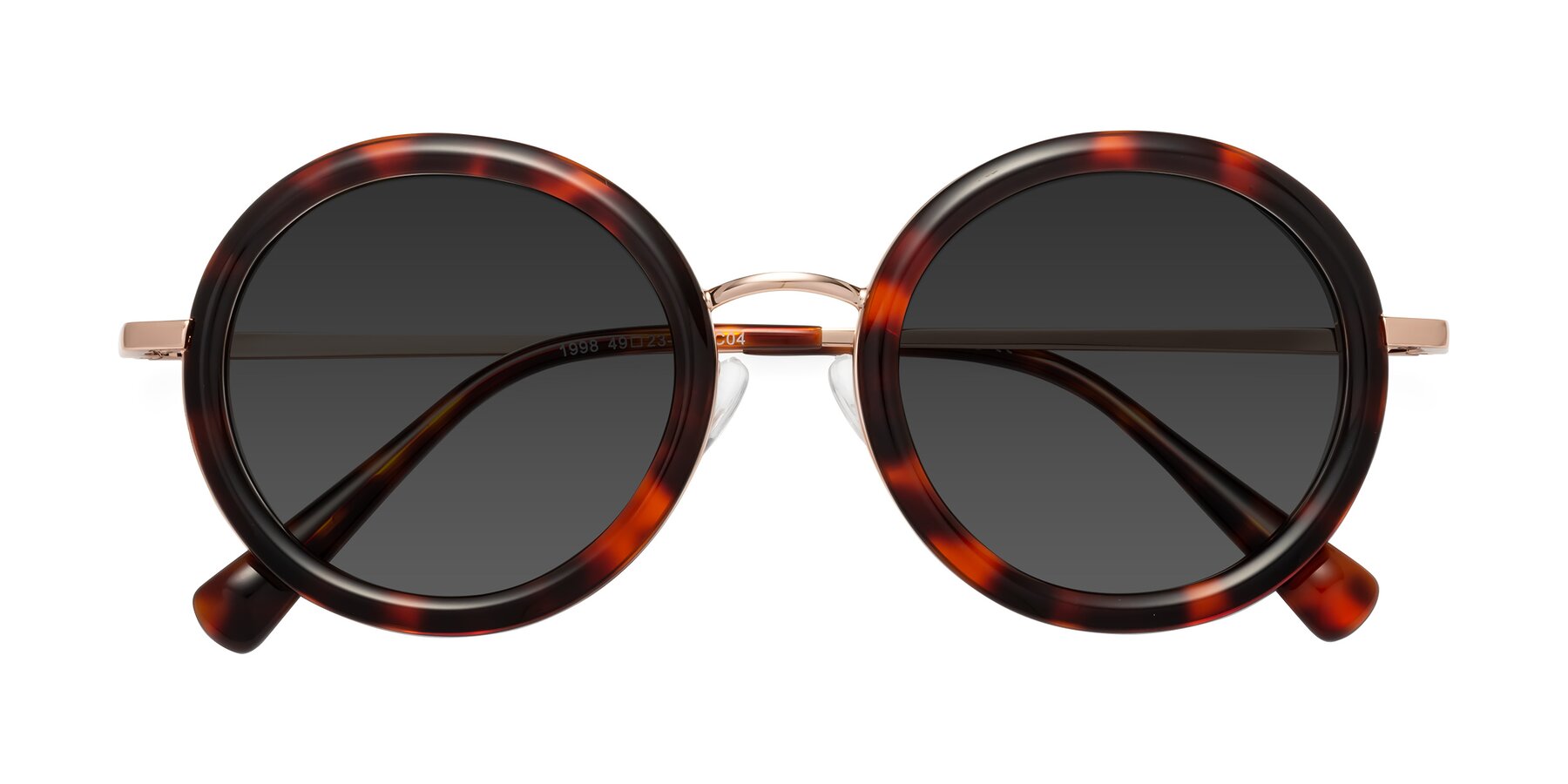 Folded Front of Club in Tortoise-Rose Gold with Gray Tinted Lenses