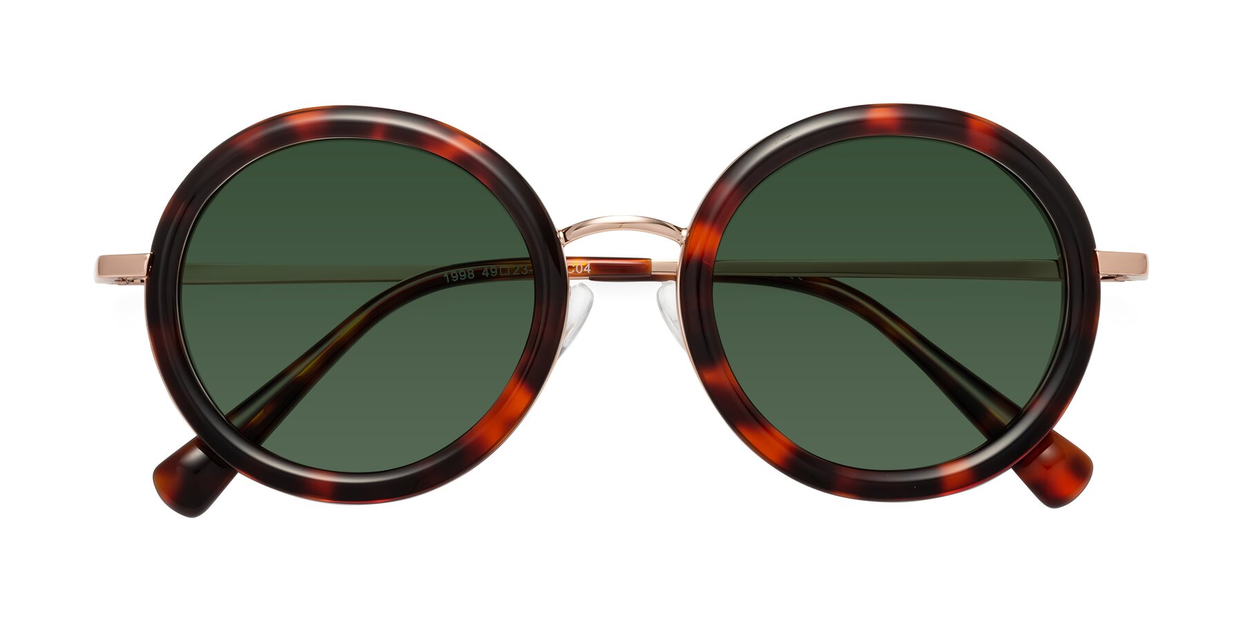 Folded Front of Club in Tortoise-Rose Gold with Green Tinted Lenses