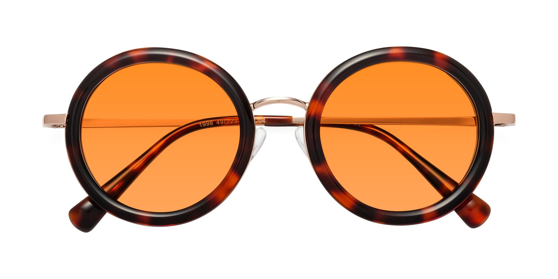 Folded Front of Club in Tortoise-Rose Gold with Orange Tinted Lenses