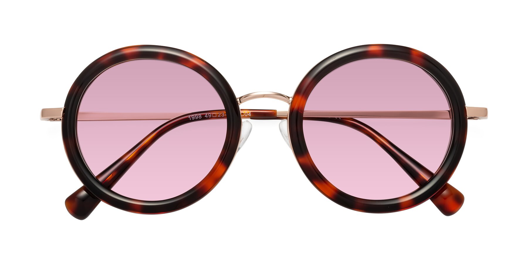 Folded Front of Club in Tortoise-Rose Gold with Light Wine Tinted Lenses