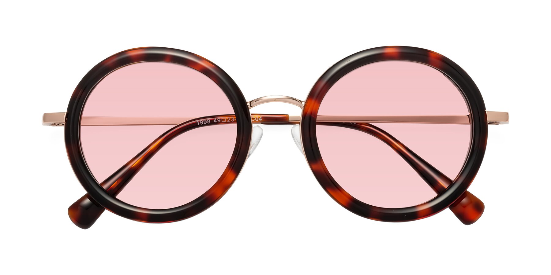 Folded Front of Club in Tortoise-Rose Gold with Light Garnet Tinted Lenses