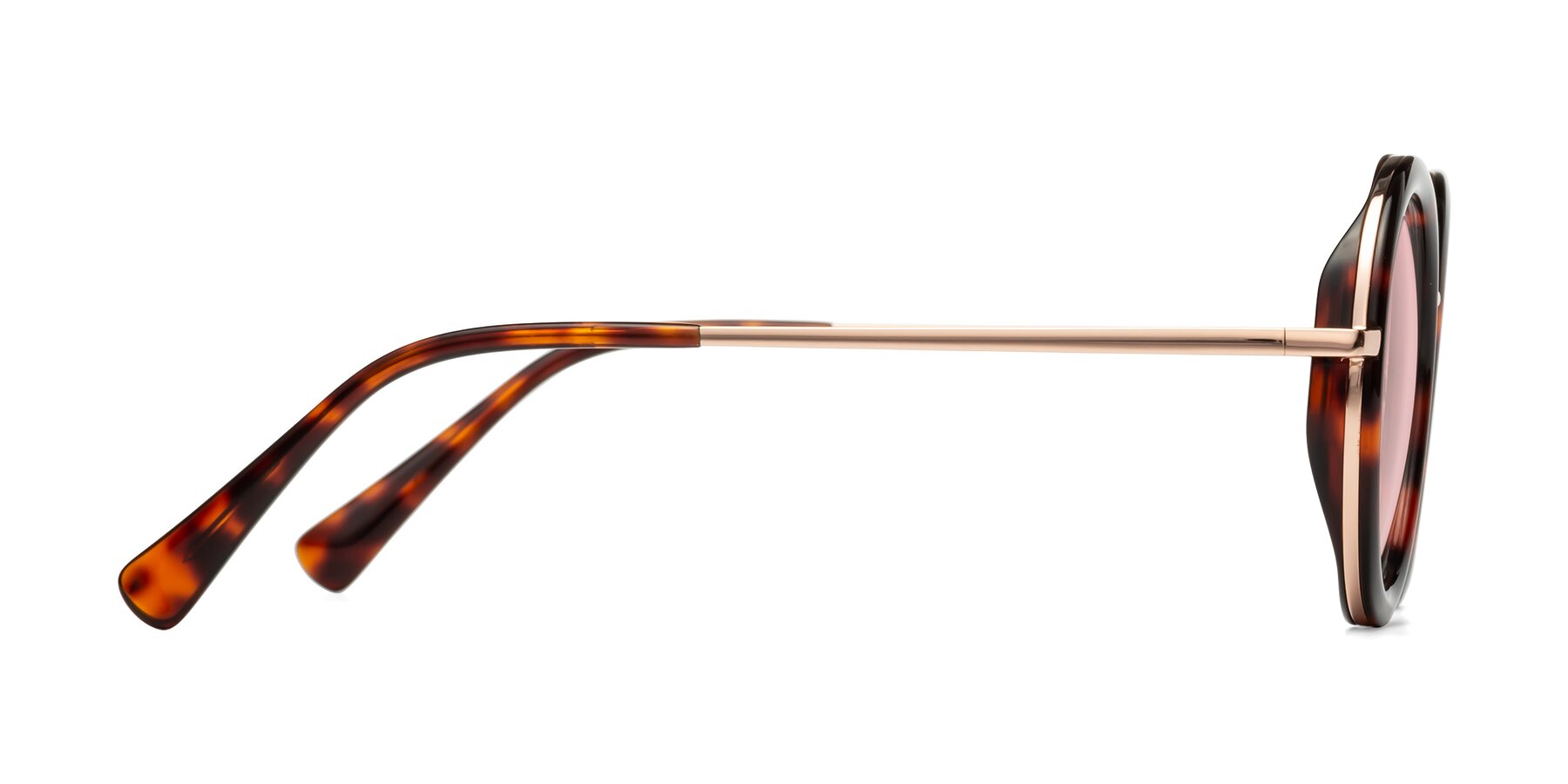 Side of Club in Tortoise-Rose Gold with Light Garnet Tinted Lenses