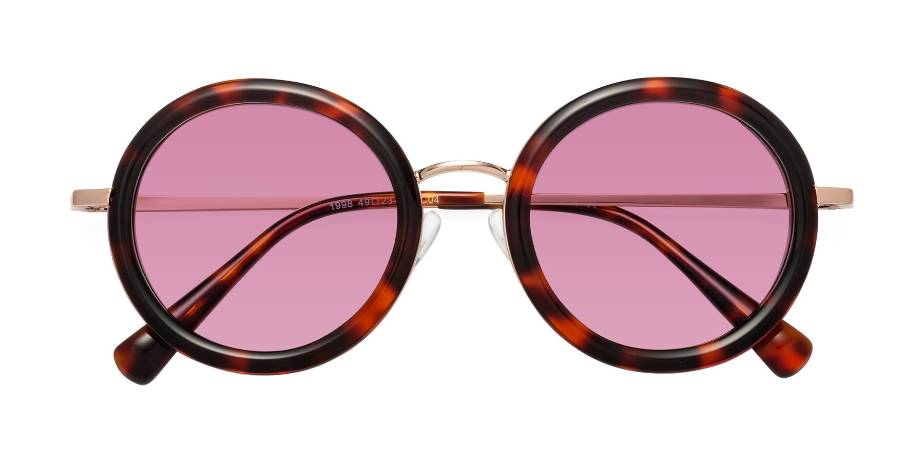 Folded Front of Club in Tortoise-Rose Gold with Medium Wine Tinted Lenses