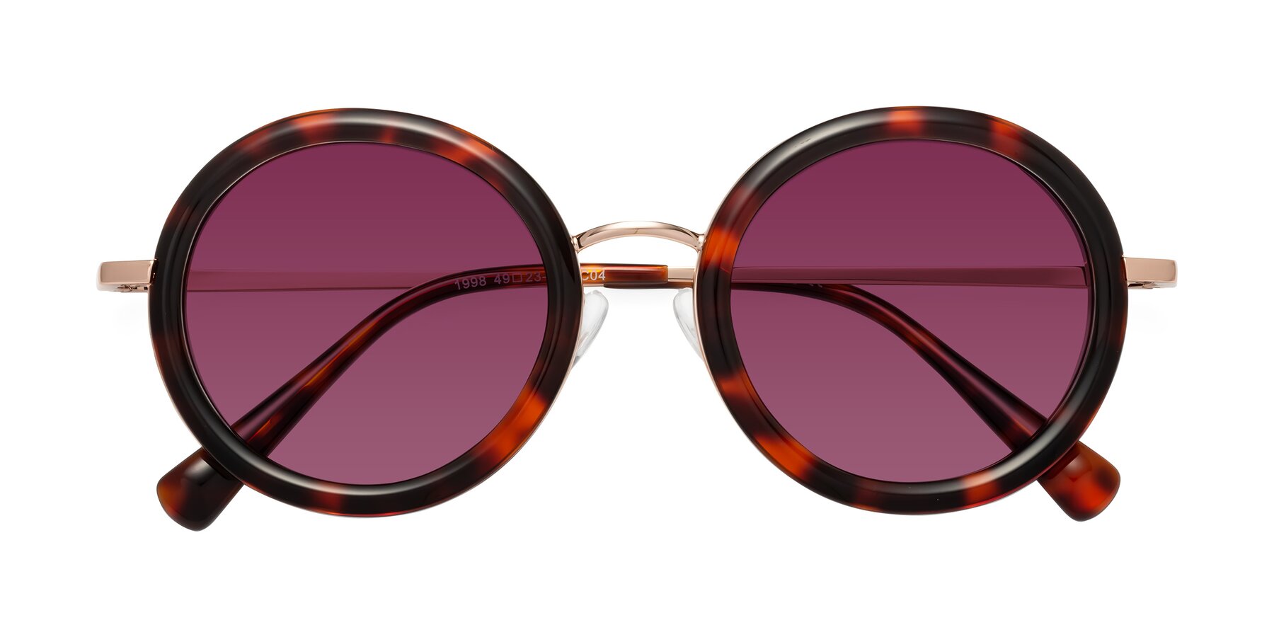 Folded Front of Club in Tortoise-Rose Gold with Wine Tinted Lenses