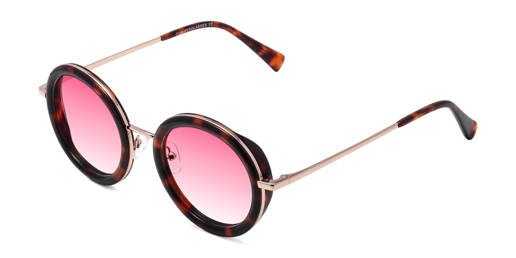 Angle of Club in Tortoise-Rose Gold with Pink Gradient Lenses