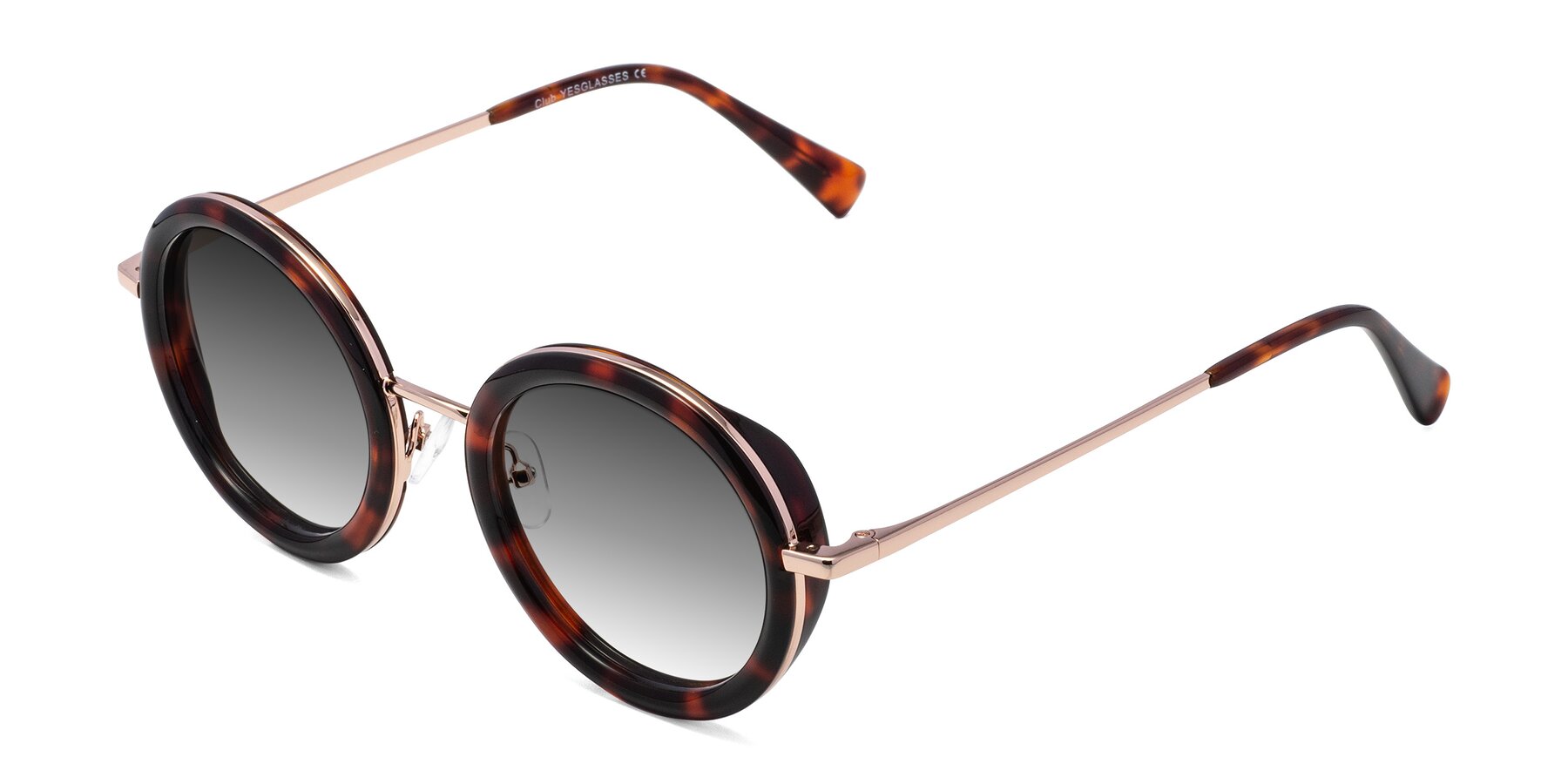 Angle of Club in Tortoise-Rose Gold with Gray Gradient Lenses