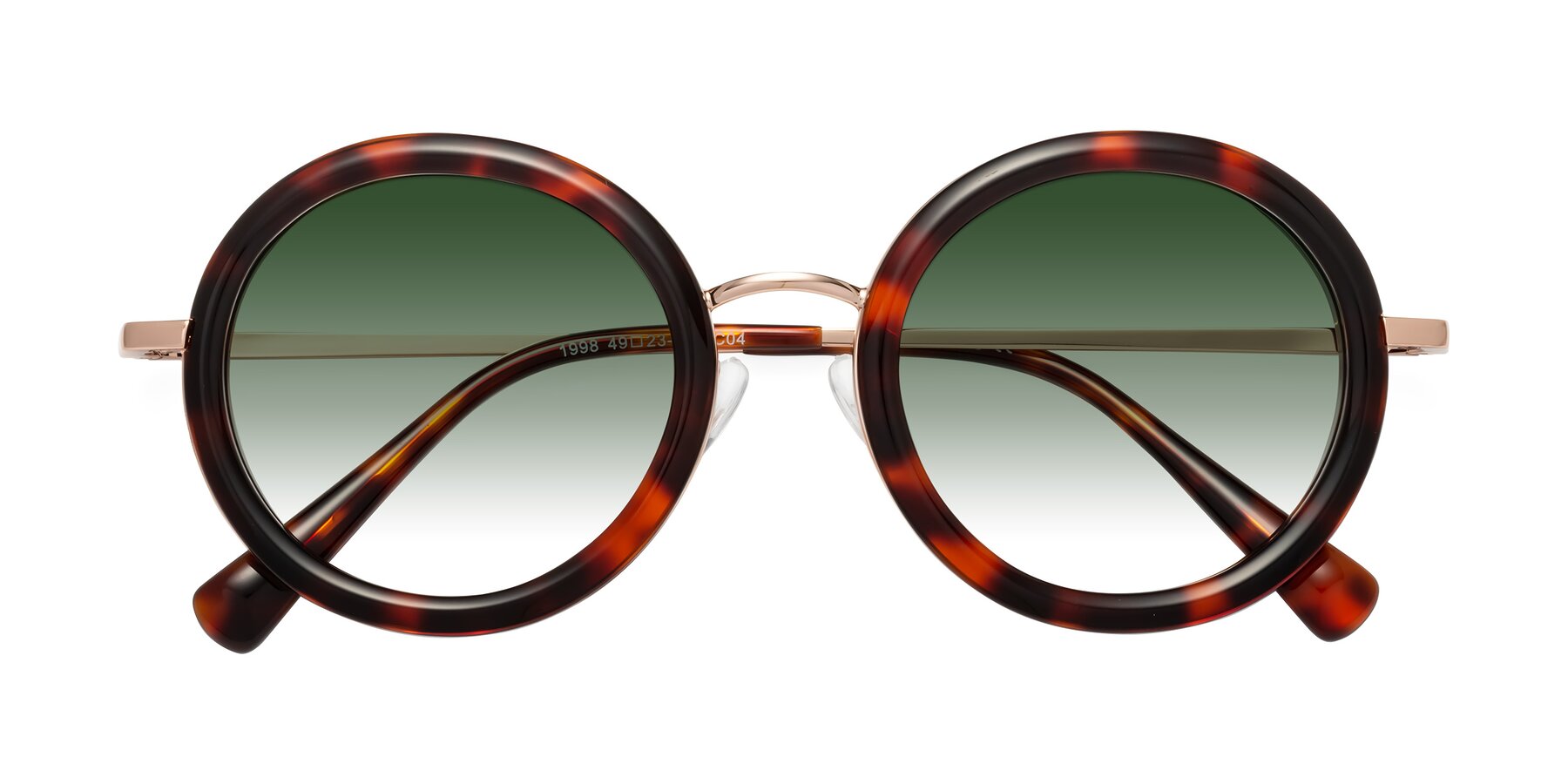 Folded Front of Club in Tortoise-Rose Gold with Green Gradient Lenses