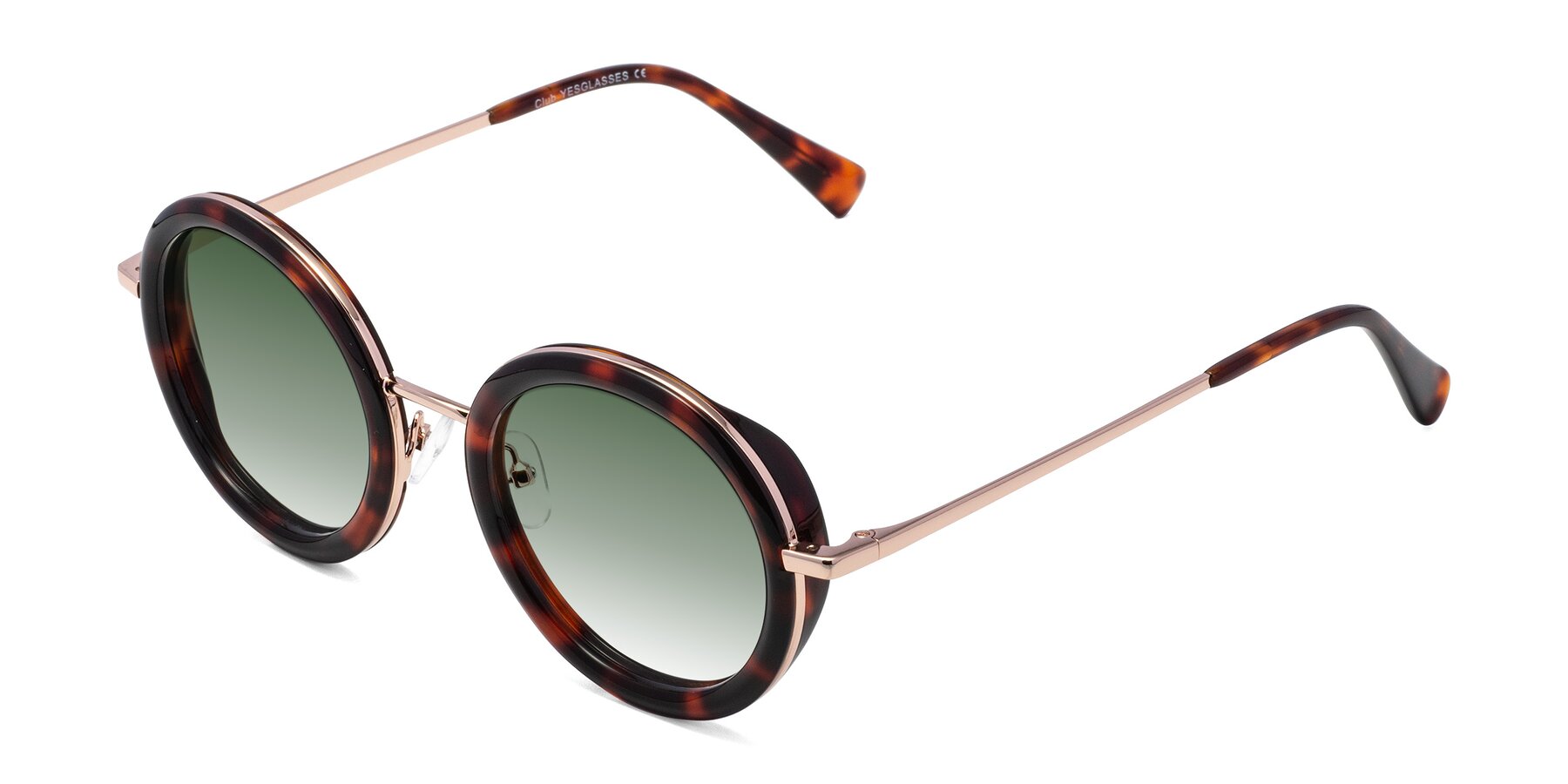 Angle of Club in Tortoise-Rose Gold with Green Gradient Lenses