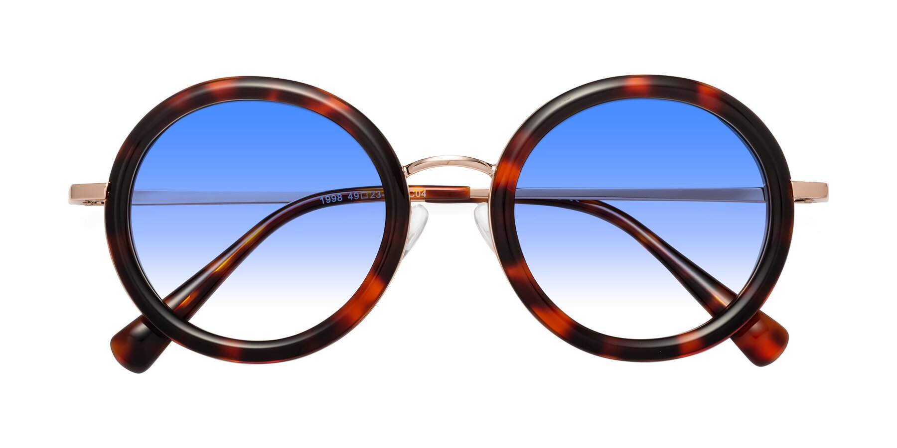 Folded Front of Club in Tortoise-Rose Gold with Blue Gradient Lenses