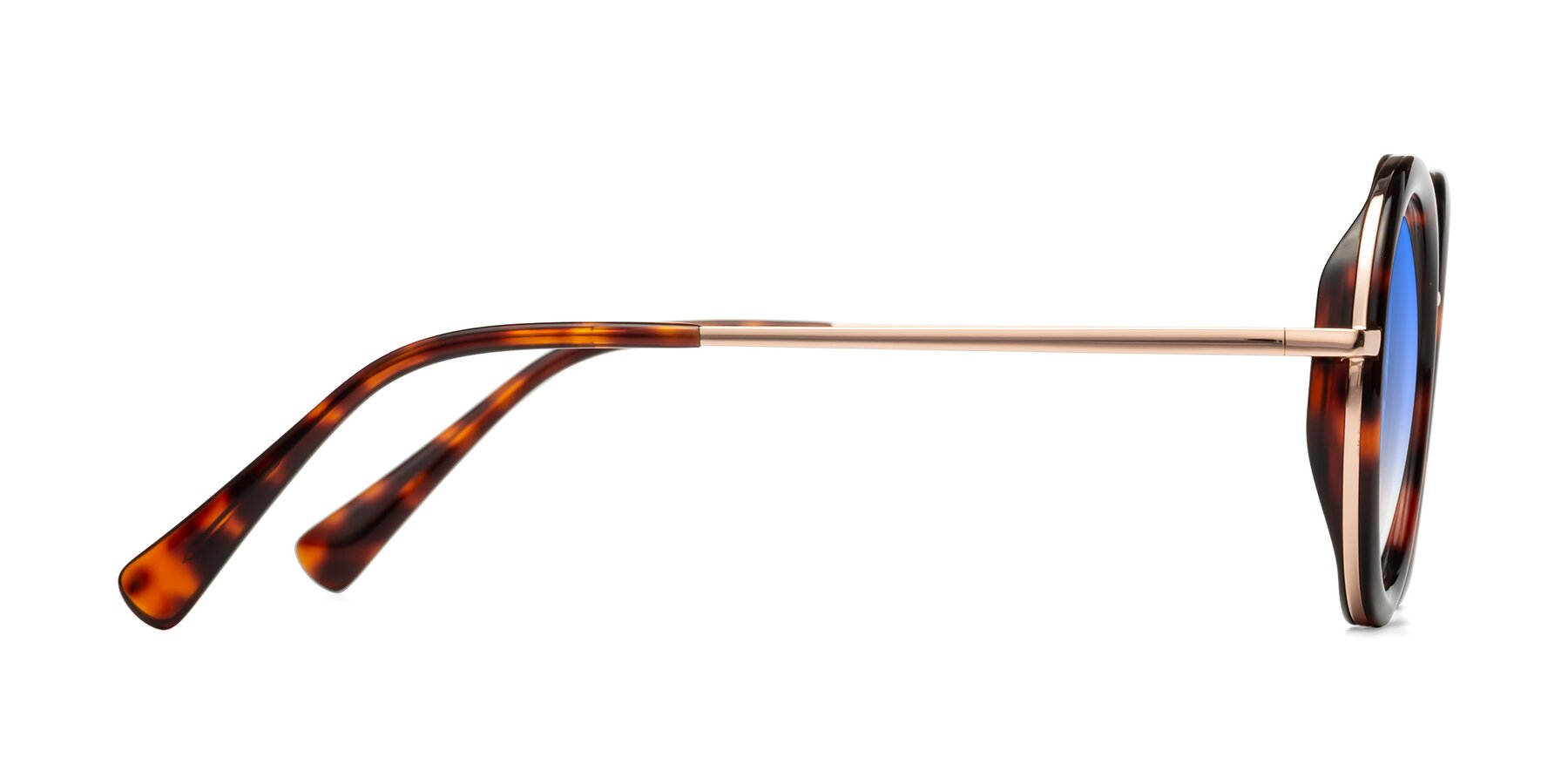 Side of Club in Tortoise-Rose Gold with Blue Gradient Lenses