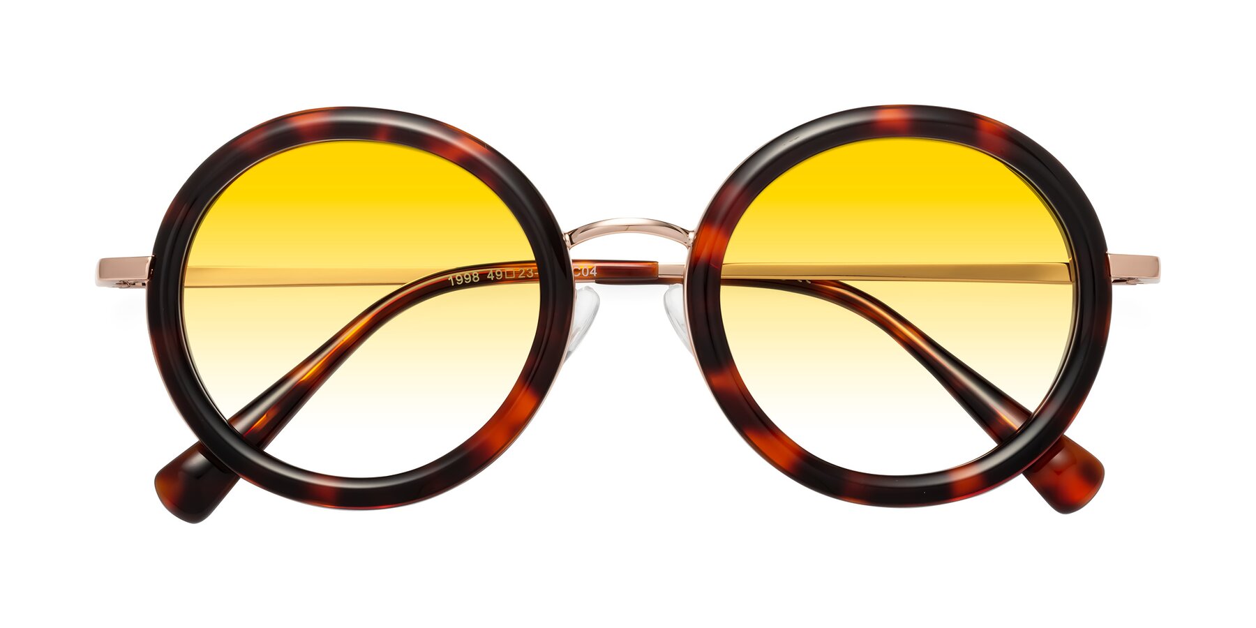 Folded Front of Club in Tortoise-Rose Gold with Yellow Gradient Lenses