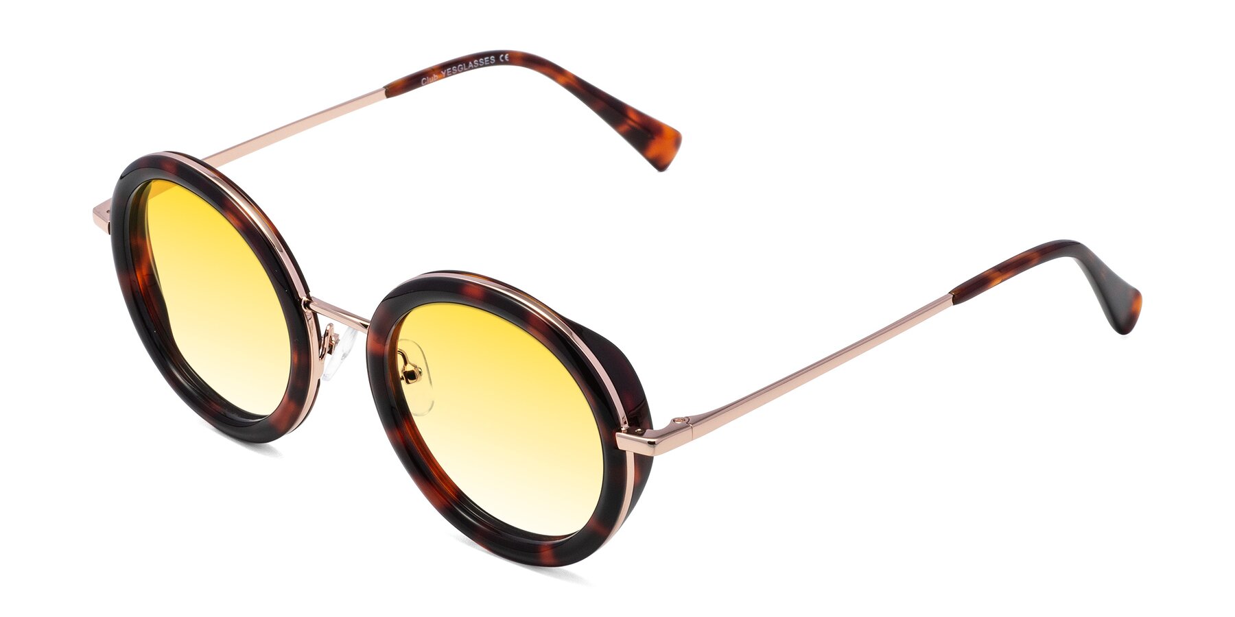 Angle of Club in Tortoise-Rose Gold with Yellow Gradient Lenses