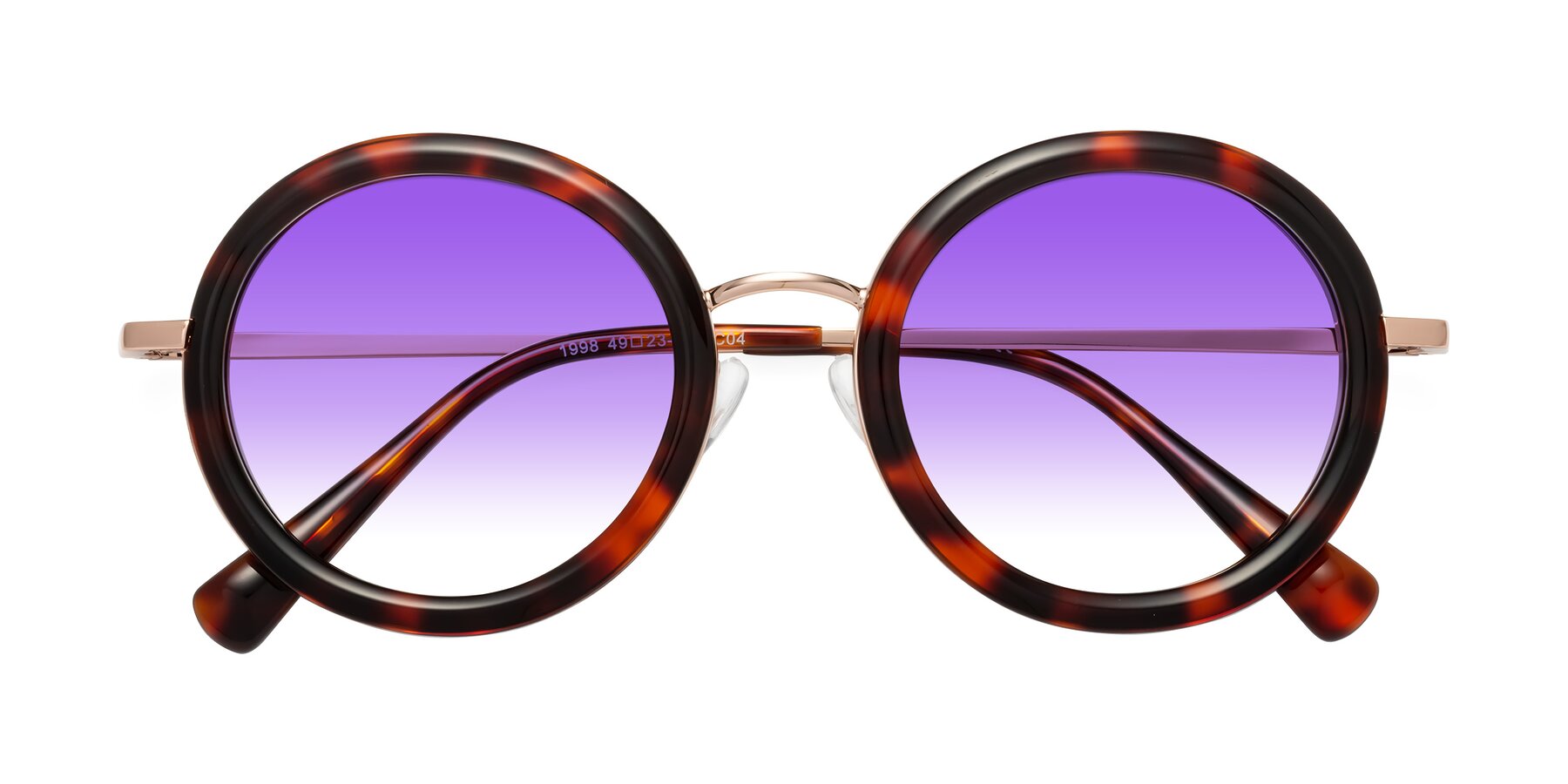 Folded Front of Club in Tortoise-Rose Gold with Purple Gradient Lenses