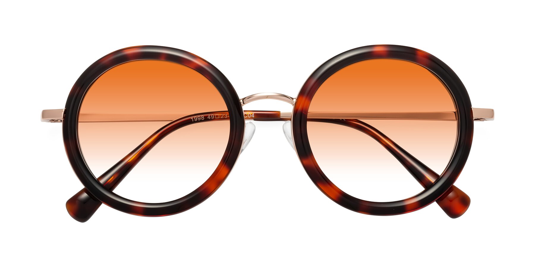Folded Front of Club in Tortoise-Rose Gold with Orange Gradient Lenses