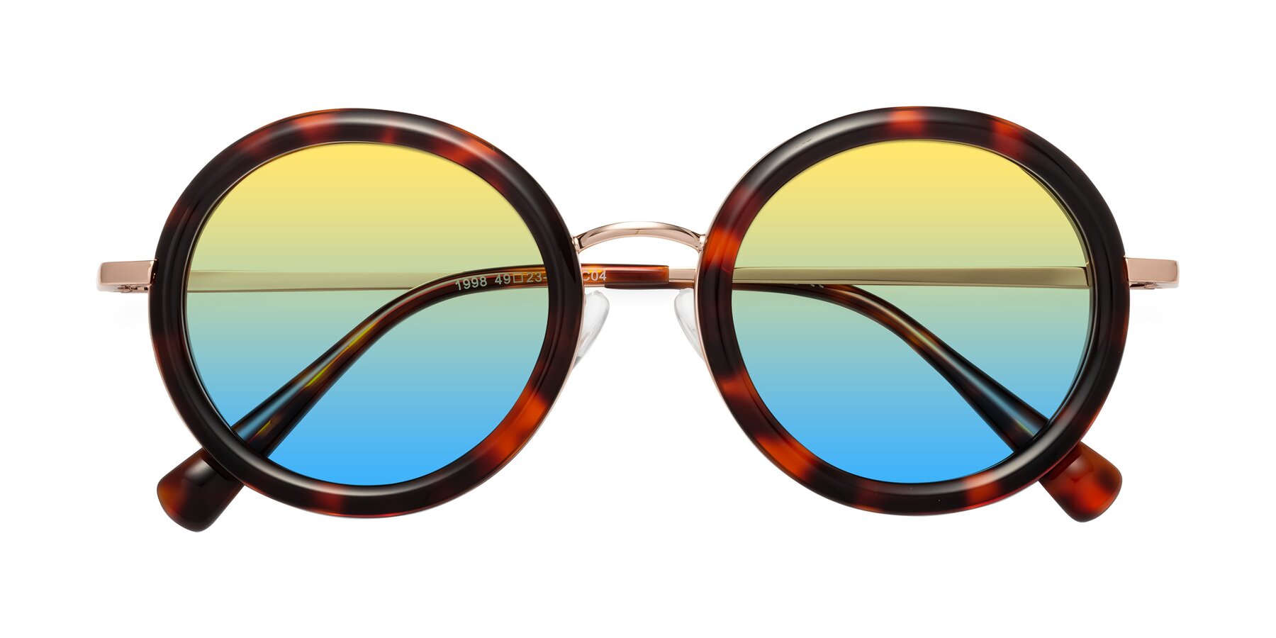 Folded Front of Club in Tortoise-Rose Gold with Yellow / Blue Gradient Lenses