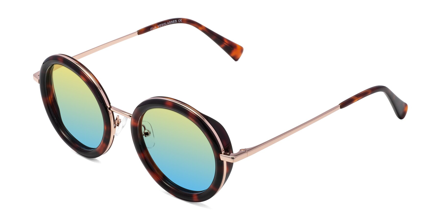 Angle of Club in Tortoise-Rose Gold with Yellow / Blue Gradient Lenses