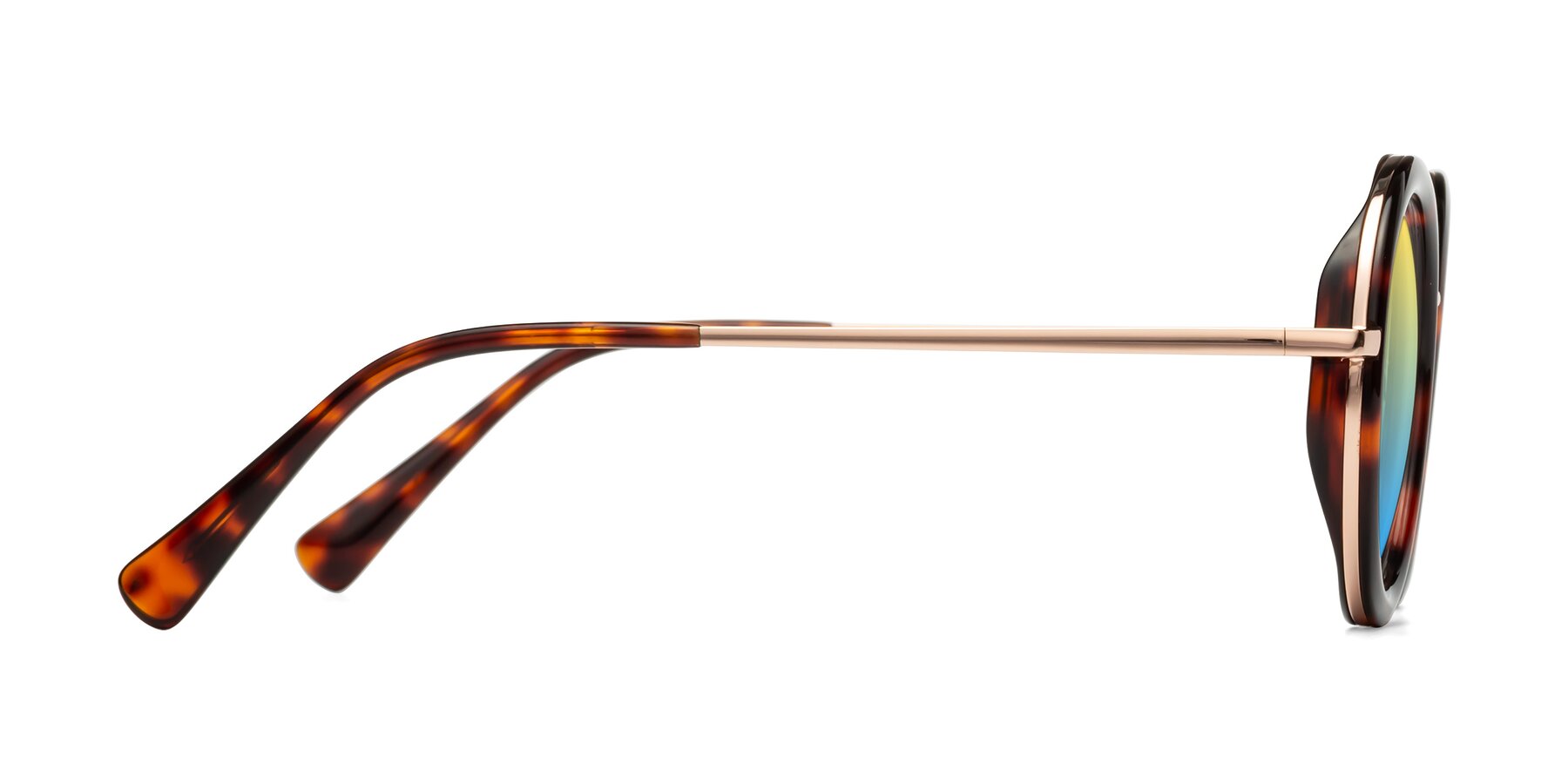 Side of Club in Tortoise-Rose Gold with Yellow / Blue Gradient Lenses