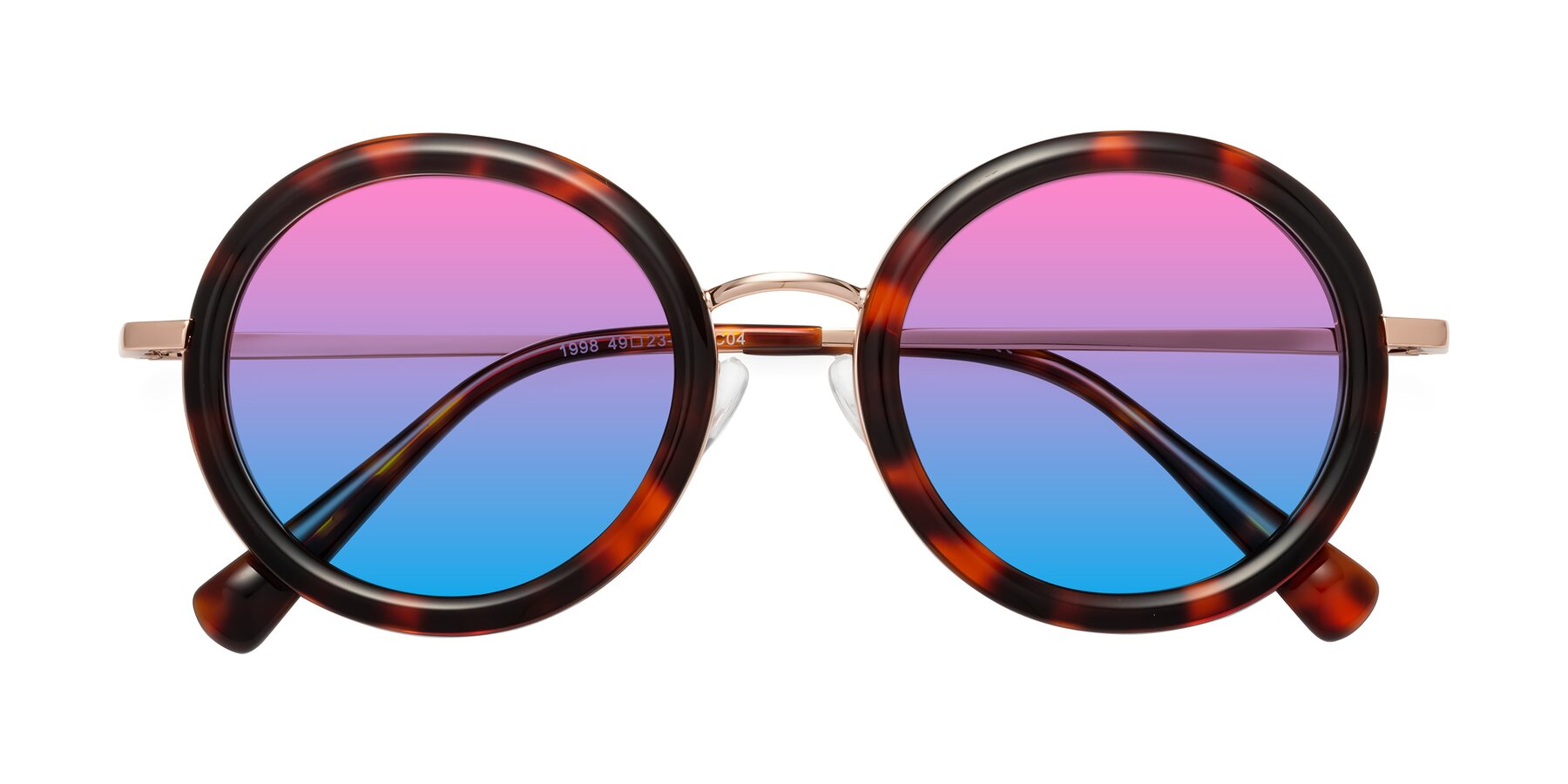 Folded Front of Club in Tortoise-Rose Gold with Pink / Blue Gradient Lenses