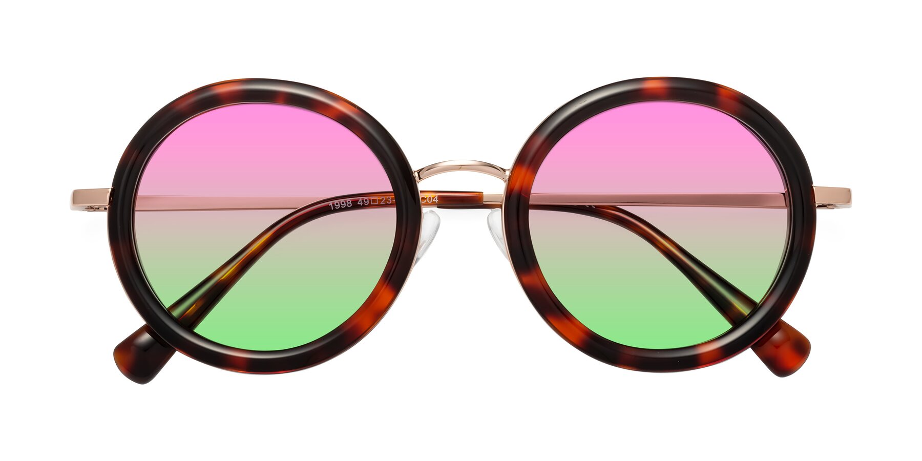Folded Front of Club in Tortoise-Rose Gold with Pink / Green Gradient Lenses