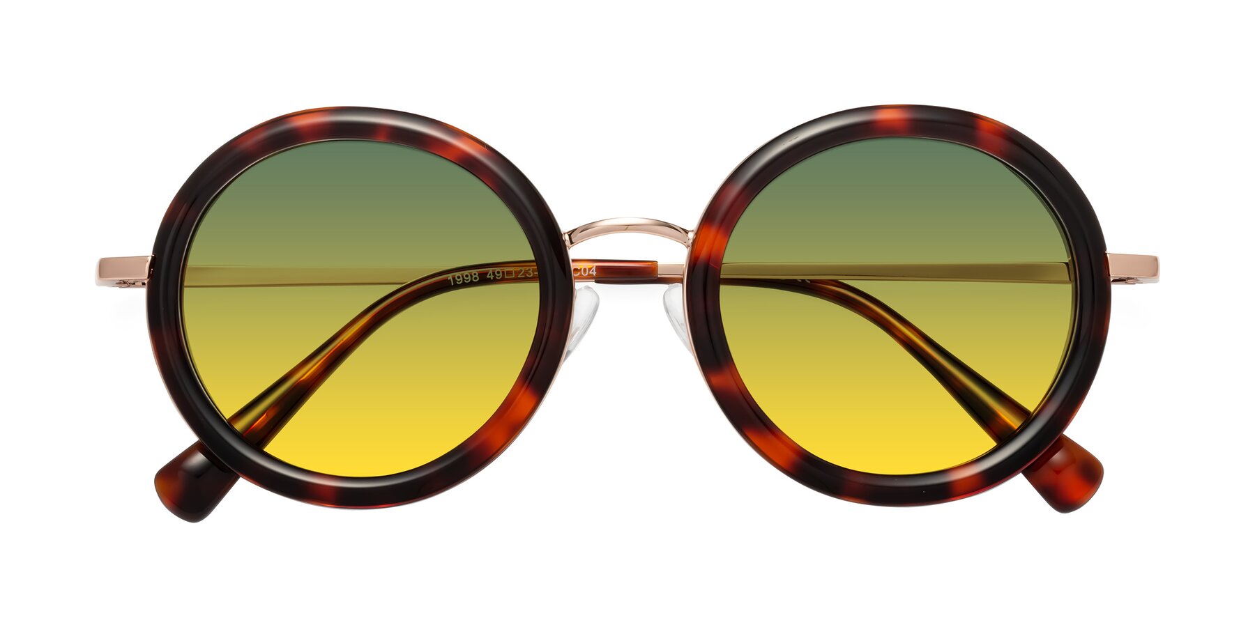 Folded Front of Club in Tortoise-Rose Gold with Green / Yellow Gradient Lenses