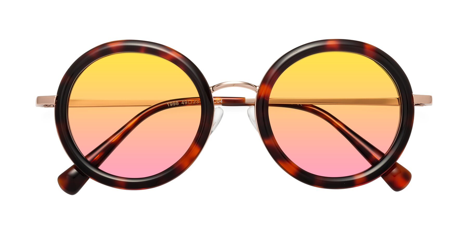 Folded Front of Club in Tortoise-Rose Gold with Yellow / Pink Gradient Lenses