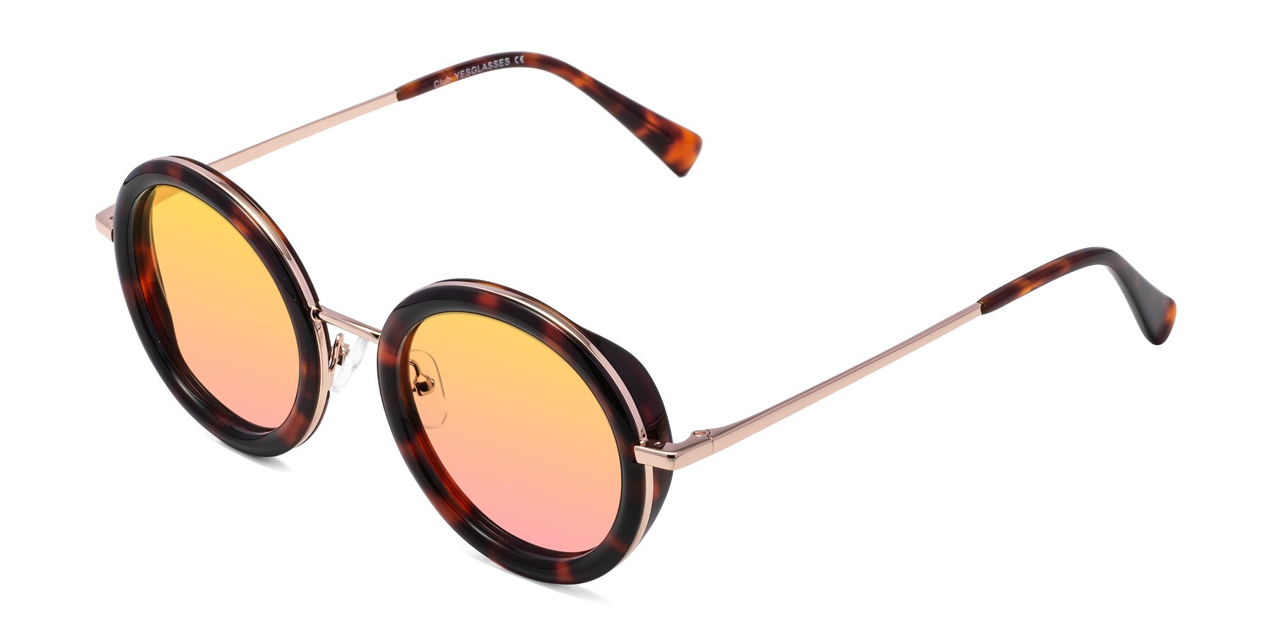 Angle of Club in Tortoise-Rose Gold with Yellow / Pink Gradient Lenses