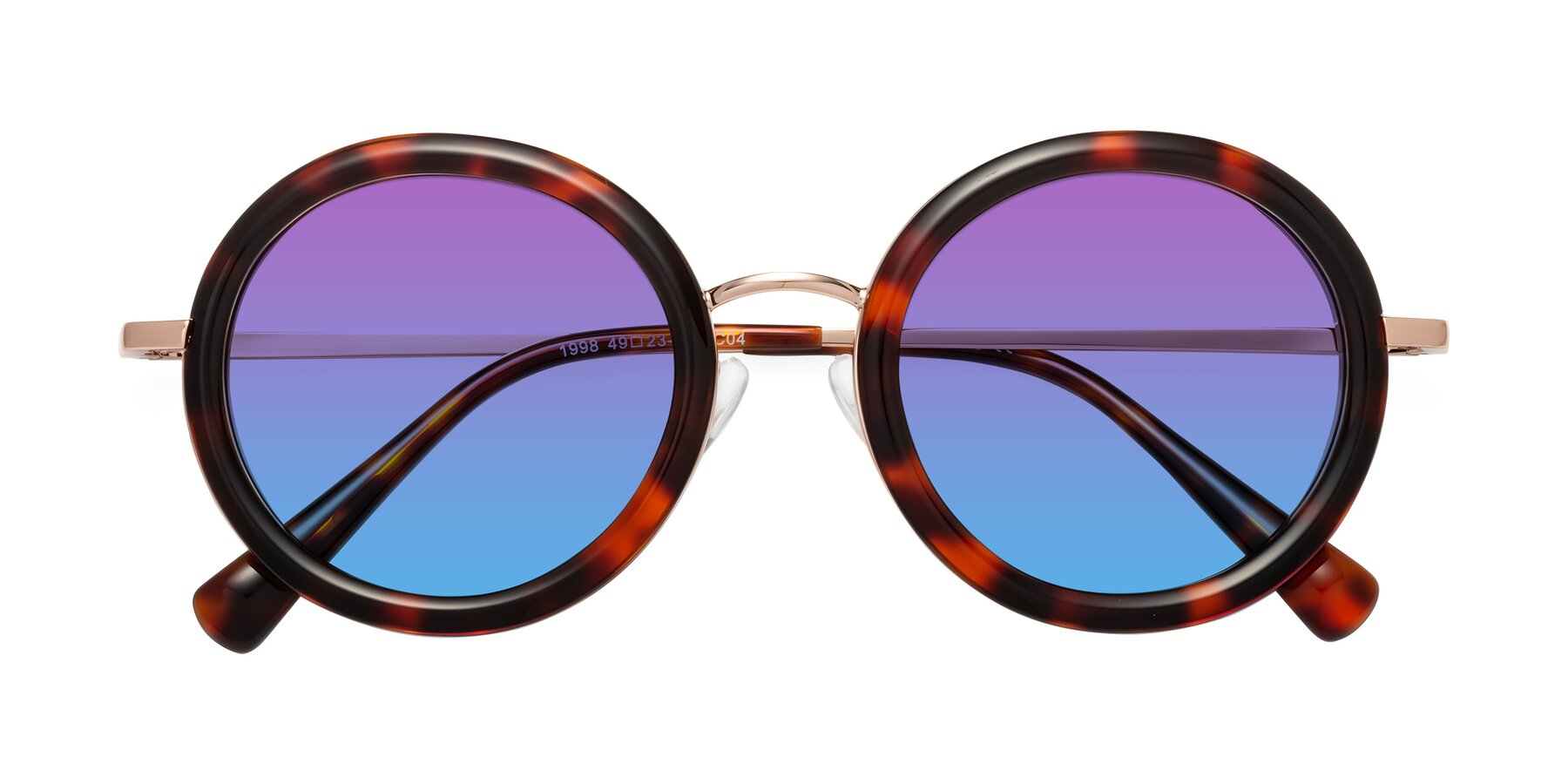 Folded Front of Club in Tortoise-Rose Gold with Purple / Blue Gradient Lenses