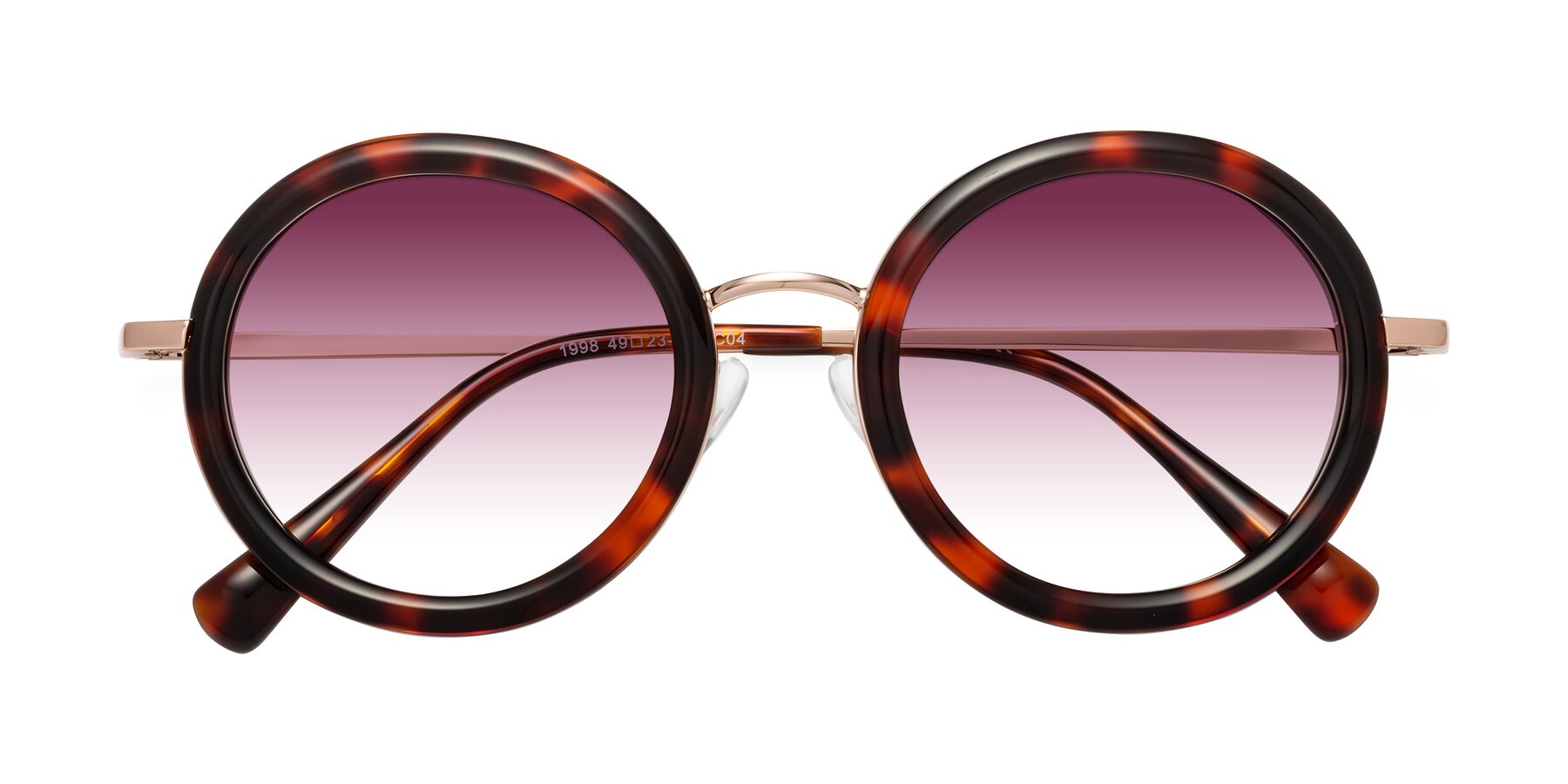 Folded Front of Club in Tortoise-Rose Gold with Wine Gradient Lenses