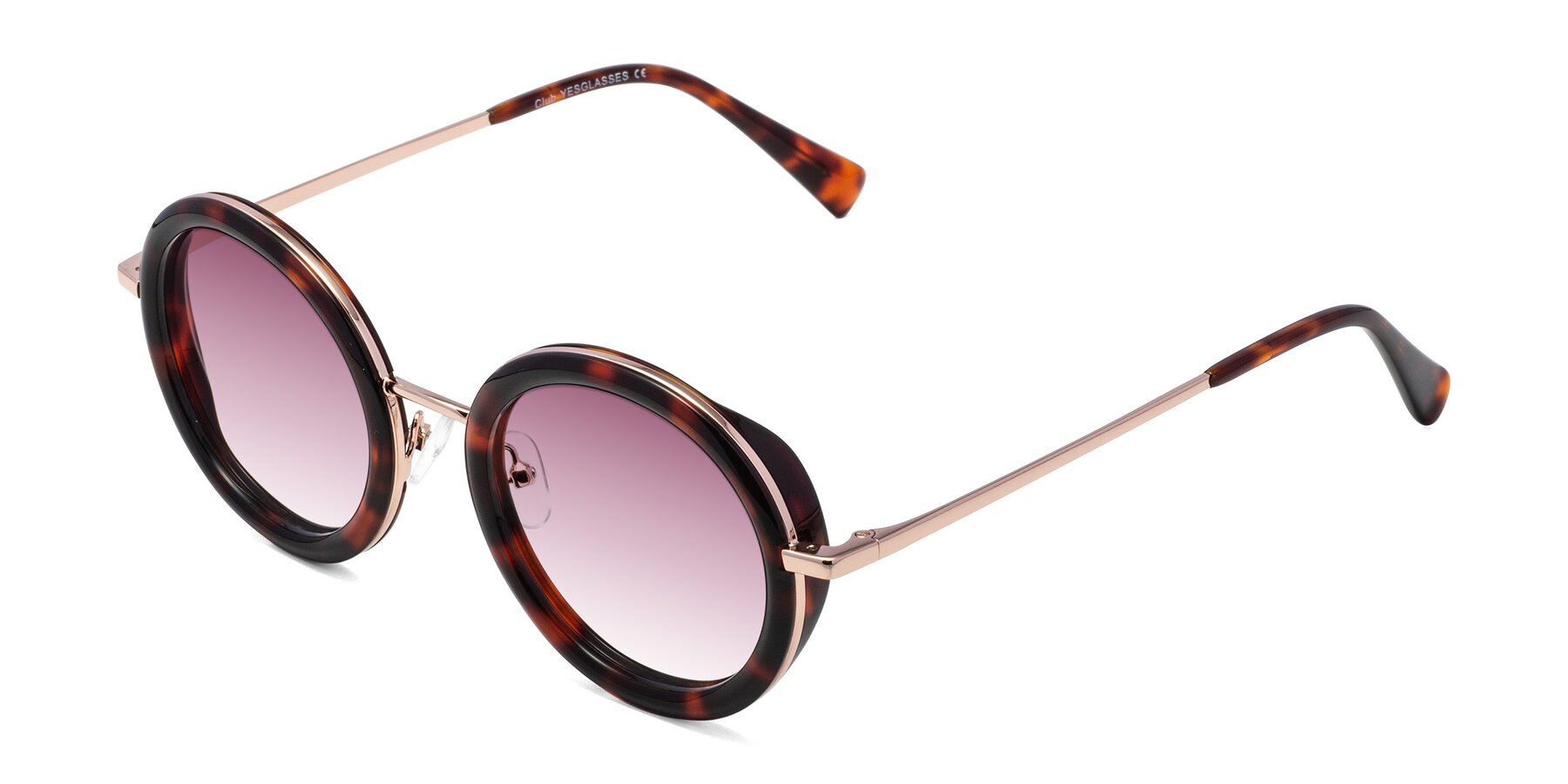 Angle of Club in Tortoise-Rose Gold with Wine Gradient Lenses