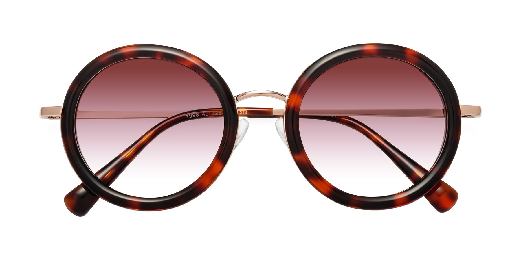 Folded Front of Club in Tortoise-Rose Gold with Garnet Gradient Lenses