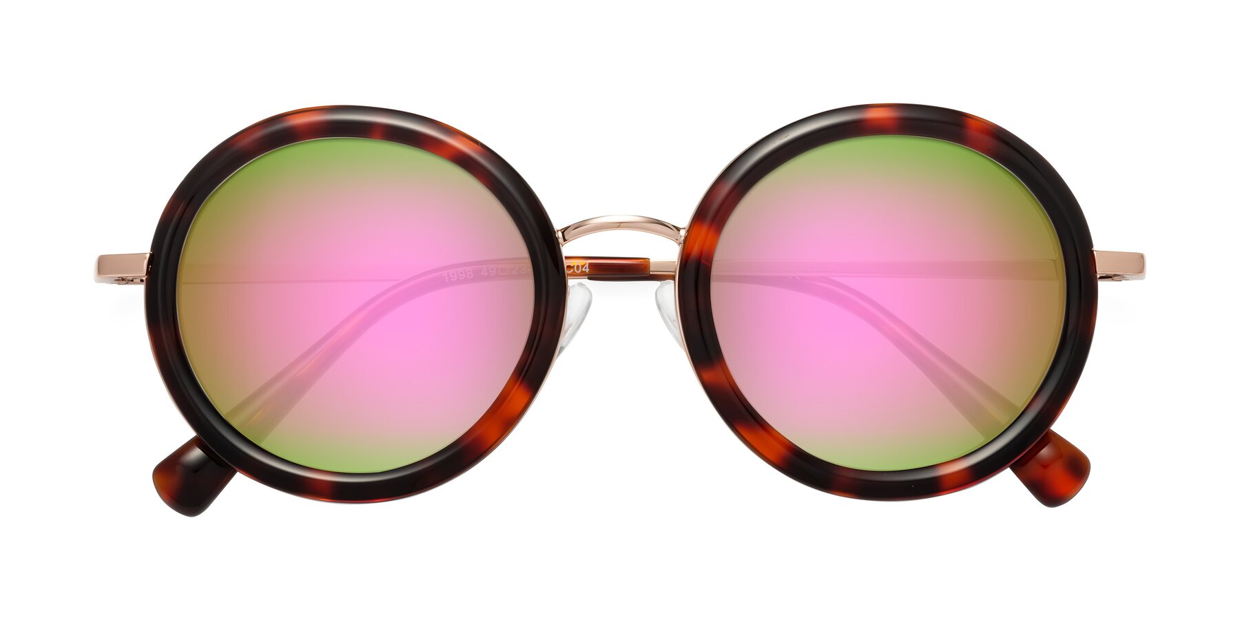 Folded Front of Club in Tortoise-Rose Gold with Pink Mirrored Lenses