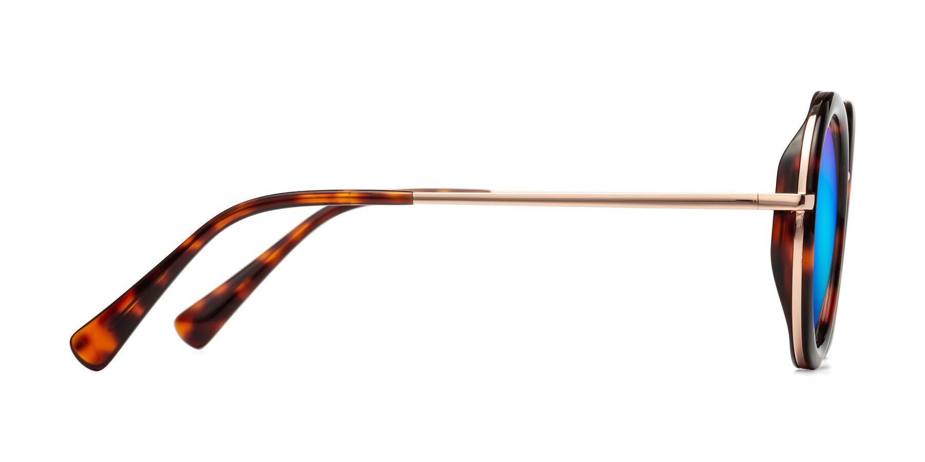 Side of Club in Tortoise-Rose Gold with Blue Mirrored Lenses