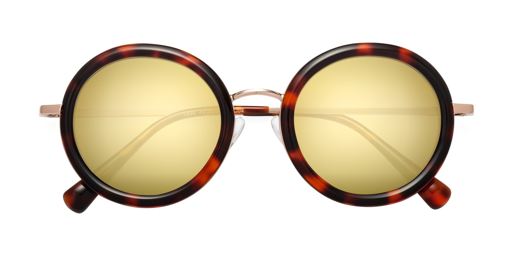 Folded Front of Club in Tortoise-Rose Gold with Gold Mirrored Lenses