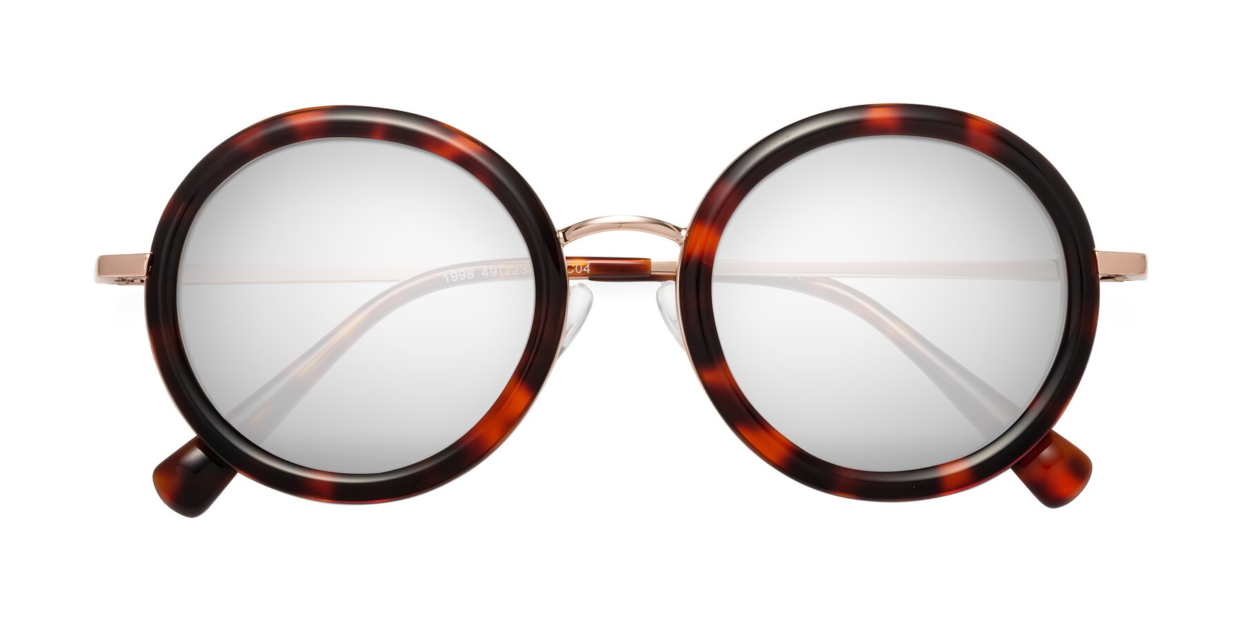 Folded Front of Club in Tortoise-Rose Gold with Silver Mirrored Lenses