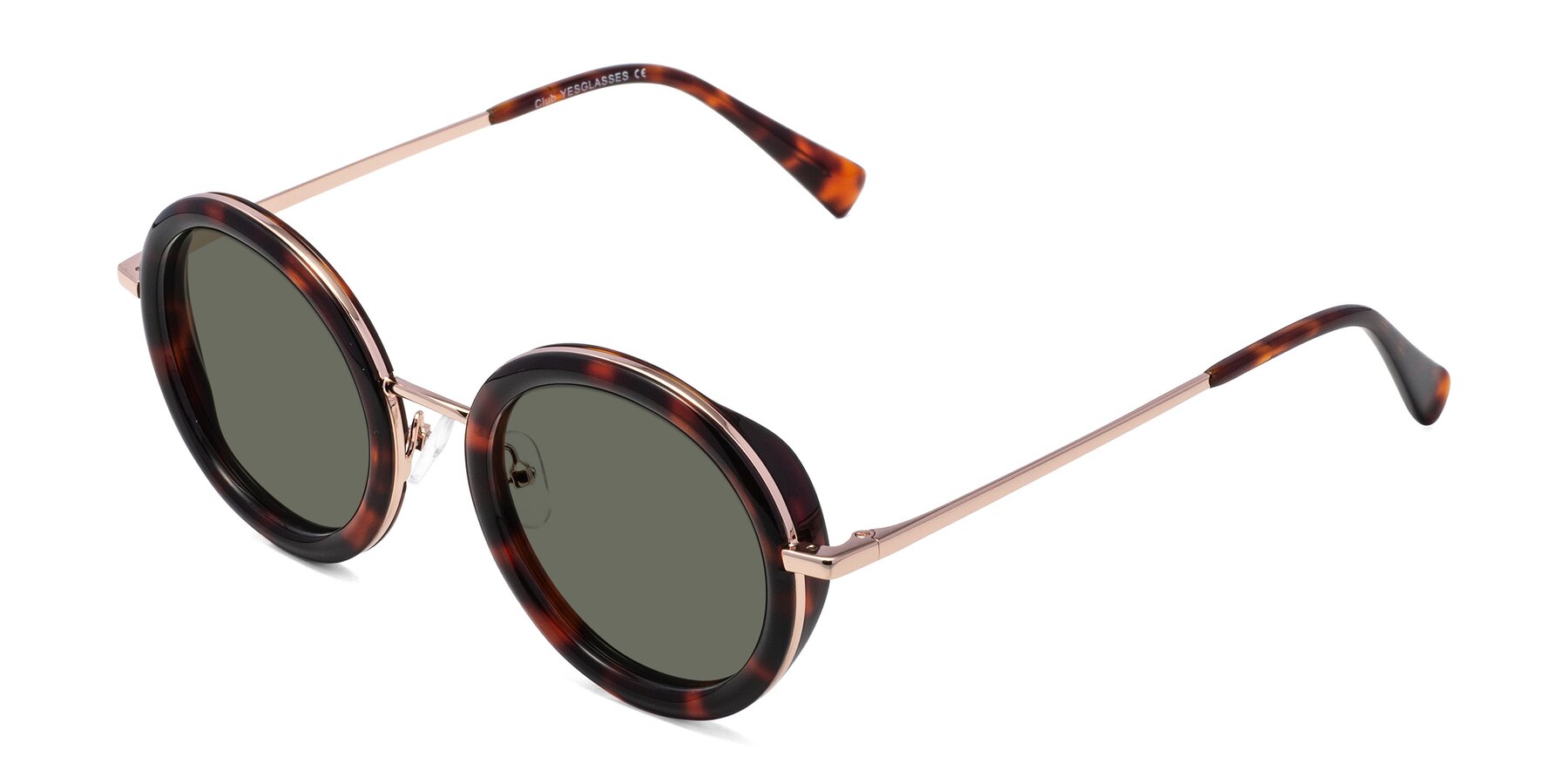 Angle of Club in Tortoise-Rose Gold with Gray Polarized Lenses