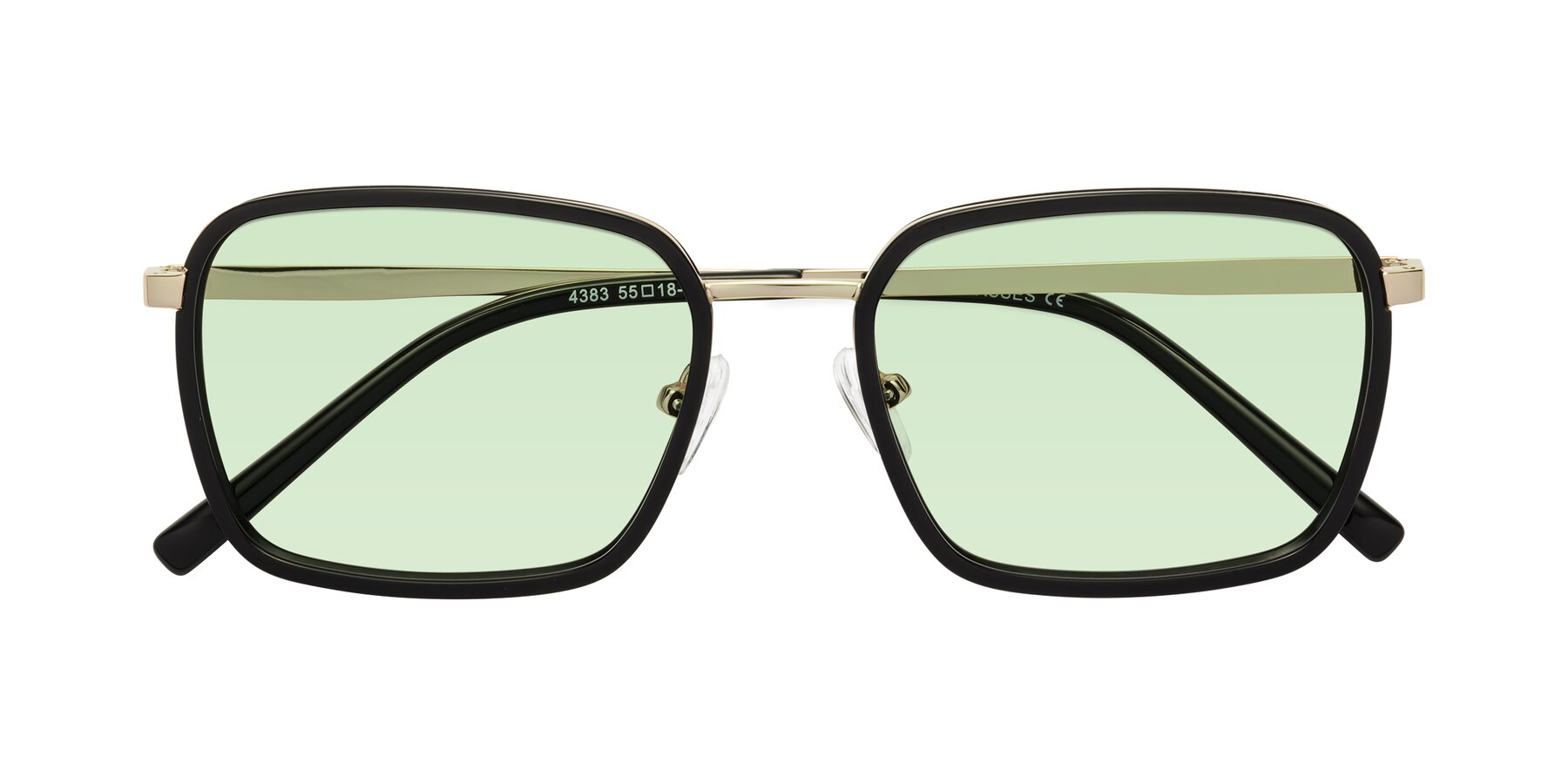 Folded Front of Sunflower in Black-Gold with Light Green Tinted Lenses