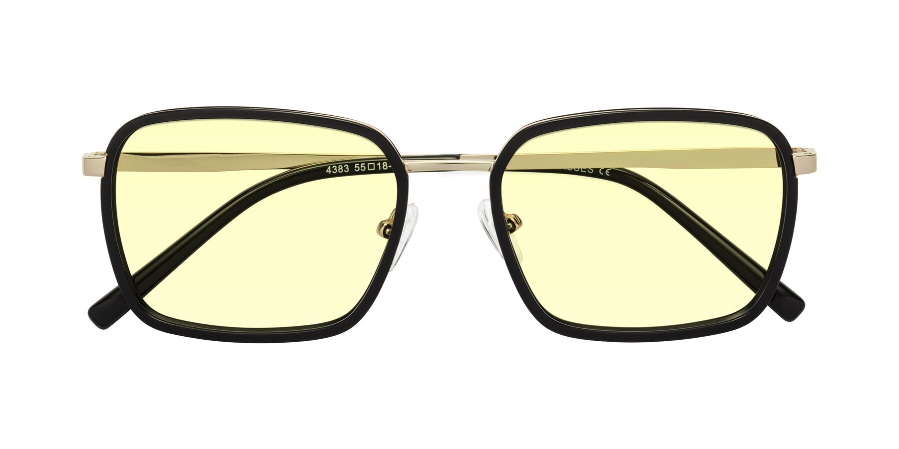 Folded Front of Sunflower in Black-Gold with Light Yellow Tinted Lenses