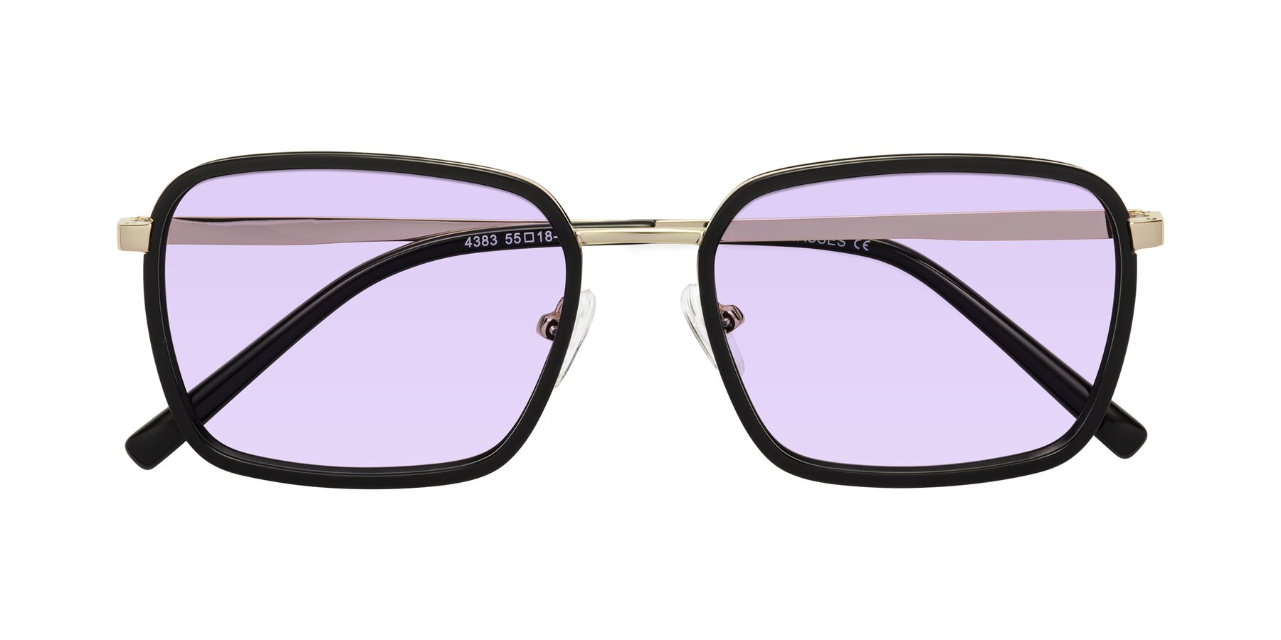 Folded Front of Sunflower in Black-Gold with Light Purple Tinted Lenses