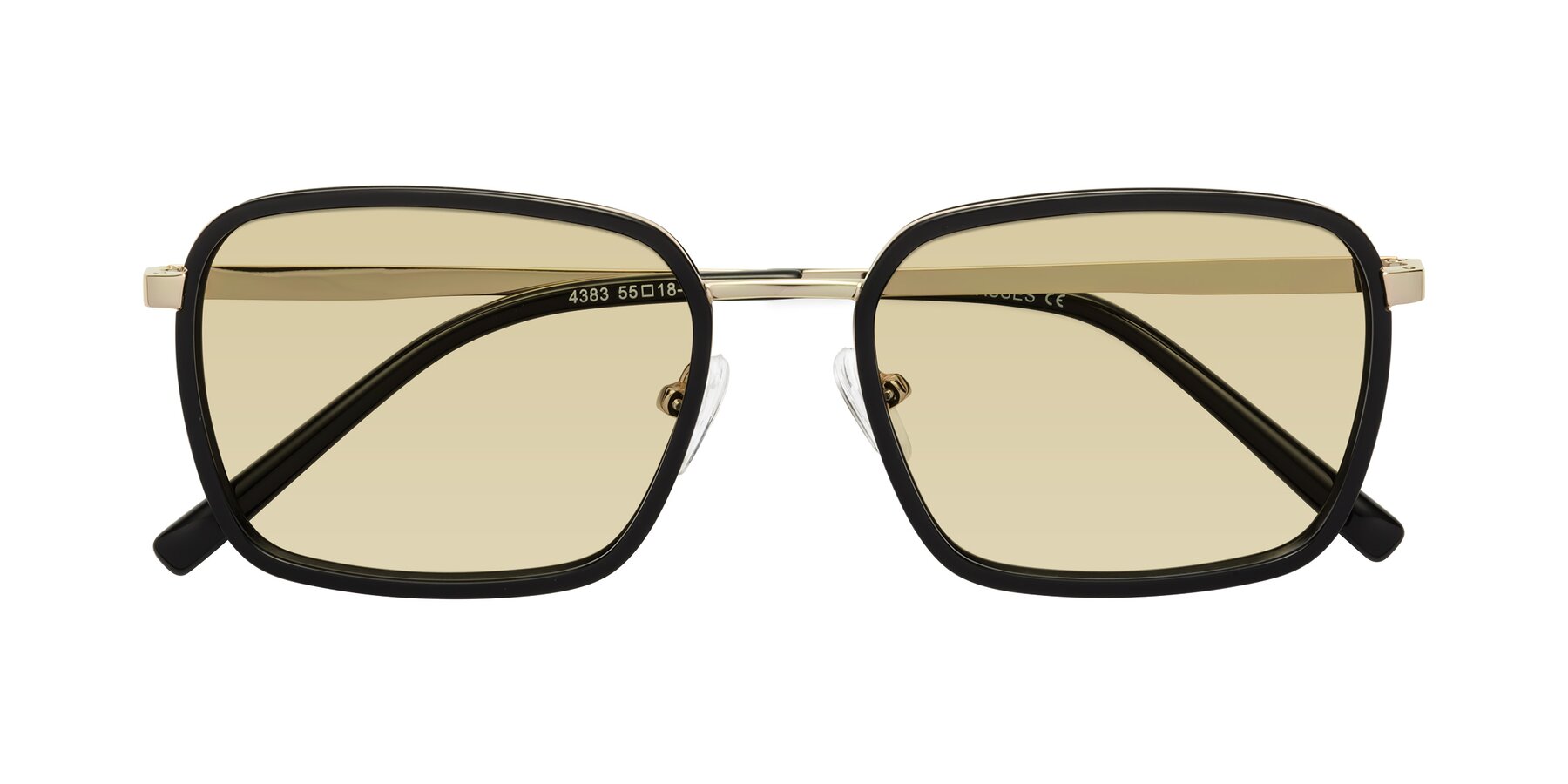 Folded Front of Sunflower in Black-Gold with Light Champagne Tinted Lenses