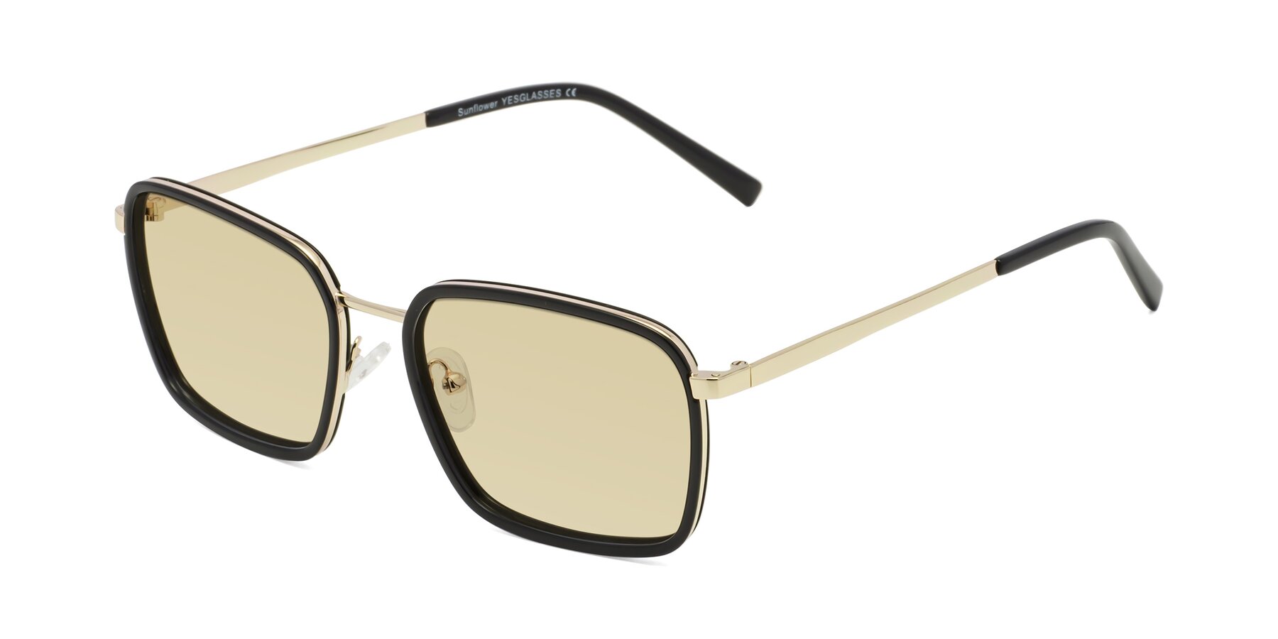 Angle of Sunflower in Black-Gold with Light Champagne Tinted Lenses