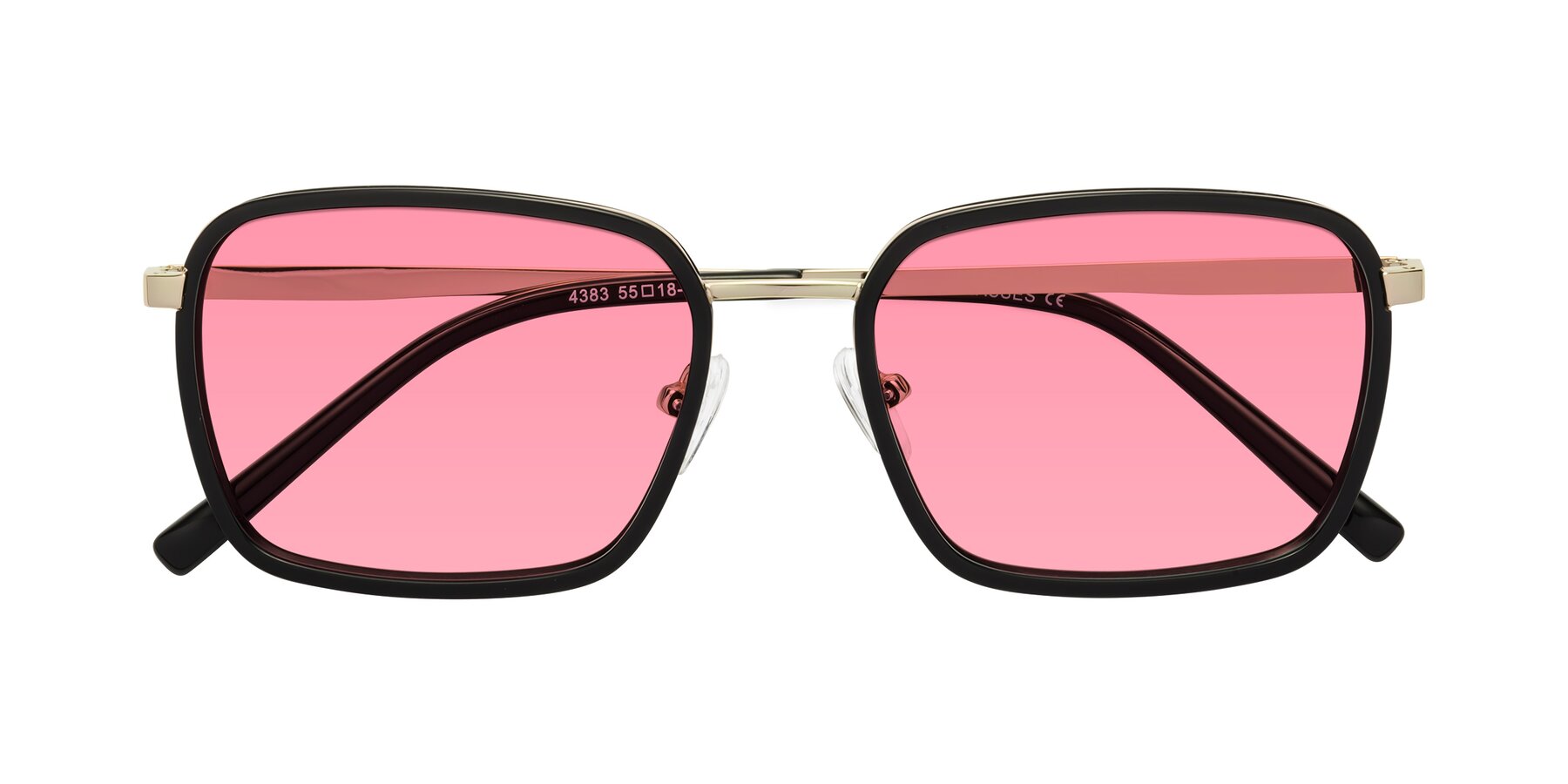 Folded Front of Sunflower in Black-Gold with Pink Tinted Lenses