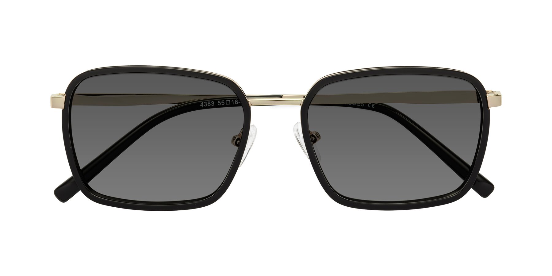 Folded Front of Sunflower in Black-Gold with Medium Gray Tinted Lenses