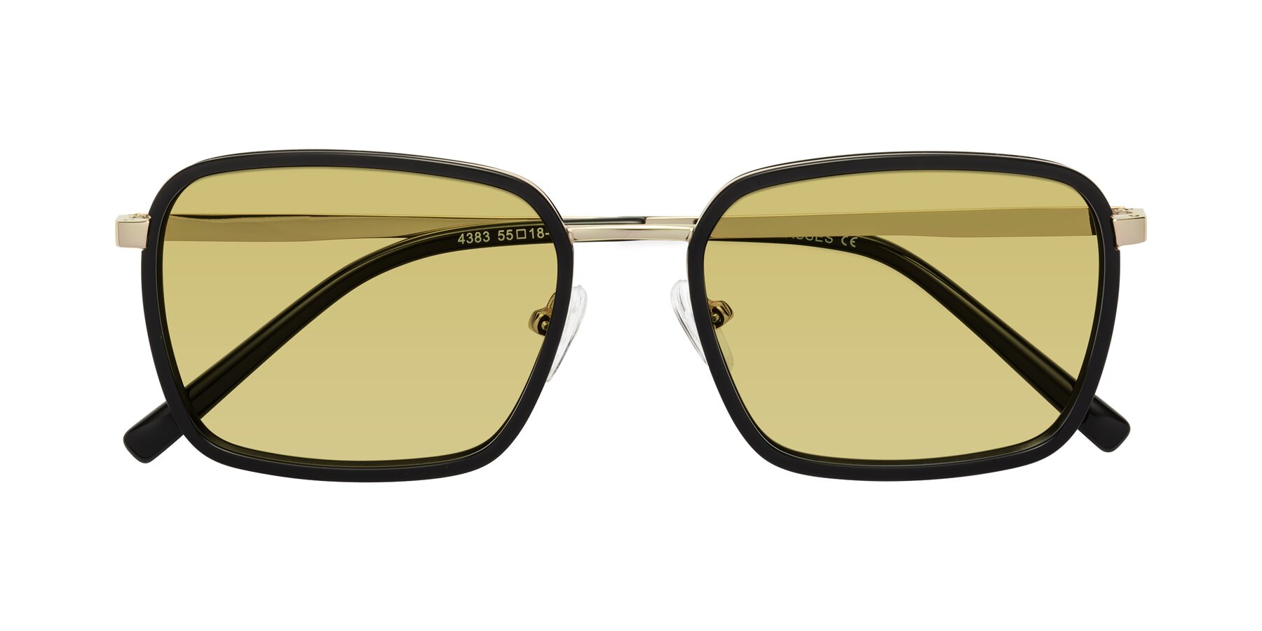 Folded Front of Sunflower in Black-Gold with Medium Champagne Tinted Lenses