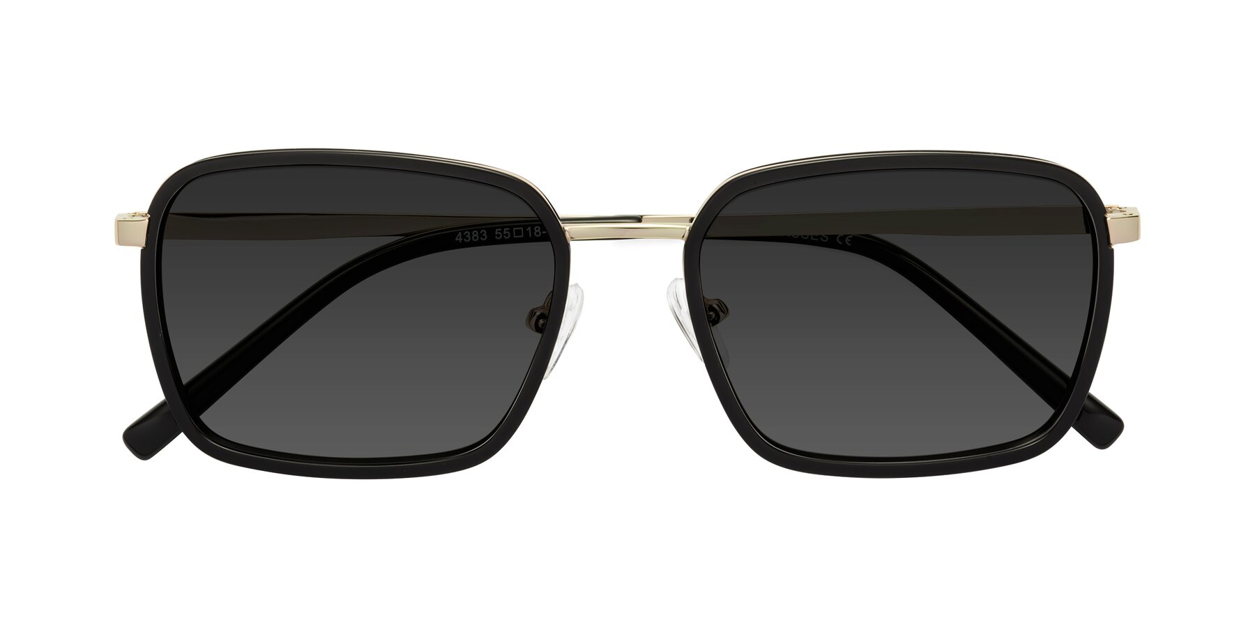 Folded Front of Sunflower in Black-Gold with Gray Tinted Lenses
