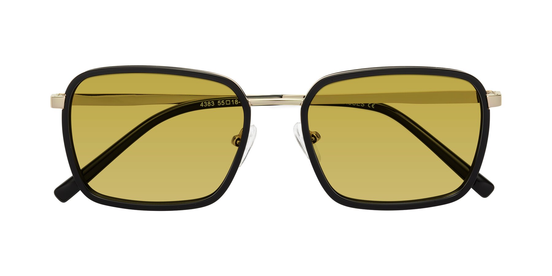 Folded Front of Sunflower in Black-Gold with Champagne Tinted Lenses