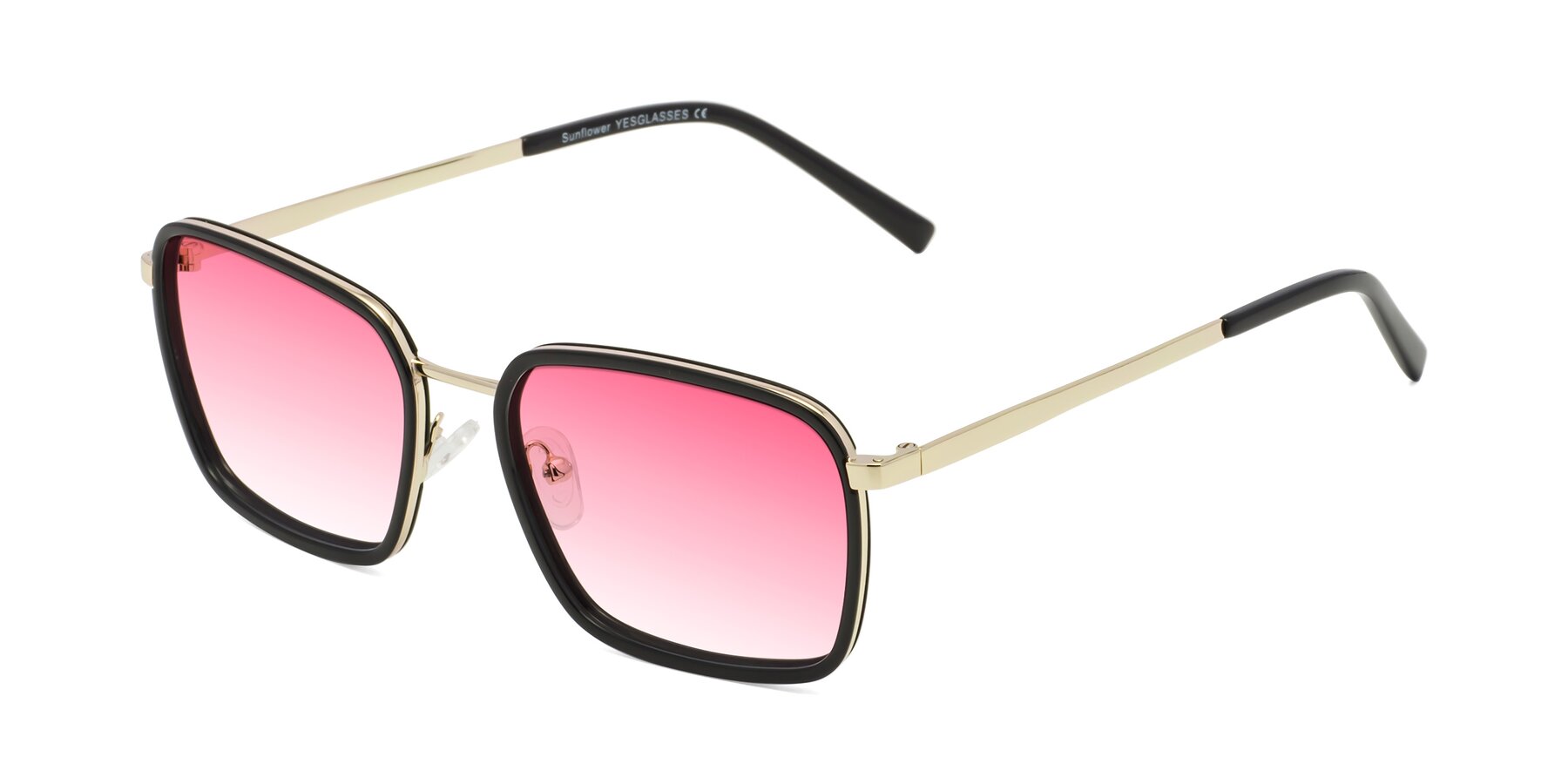 Angle of Sunflower in Black-Gold with Pink Gradient Lenses