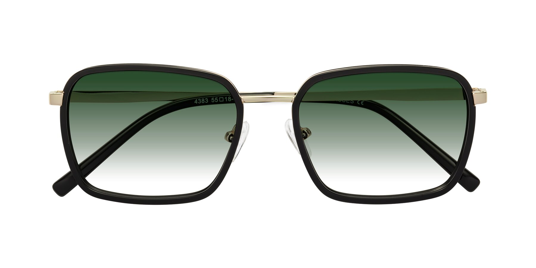 Folded Front of Sunflower in Black-Gold with Green Gradient Lenses
