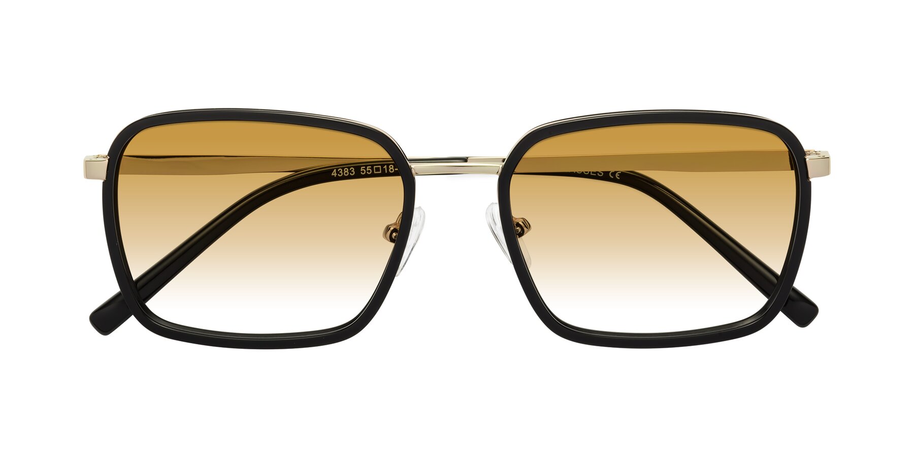 Folded Front of Sunflower in Black-Gold with Champagne Gradient Lenses