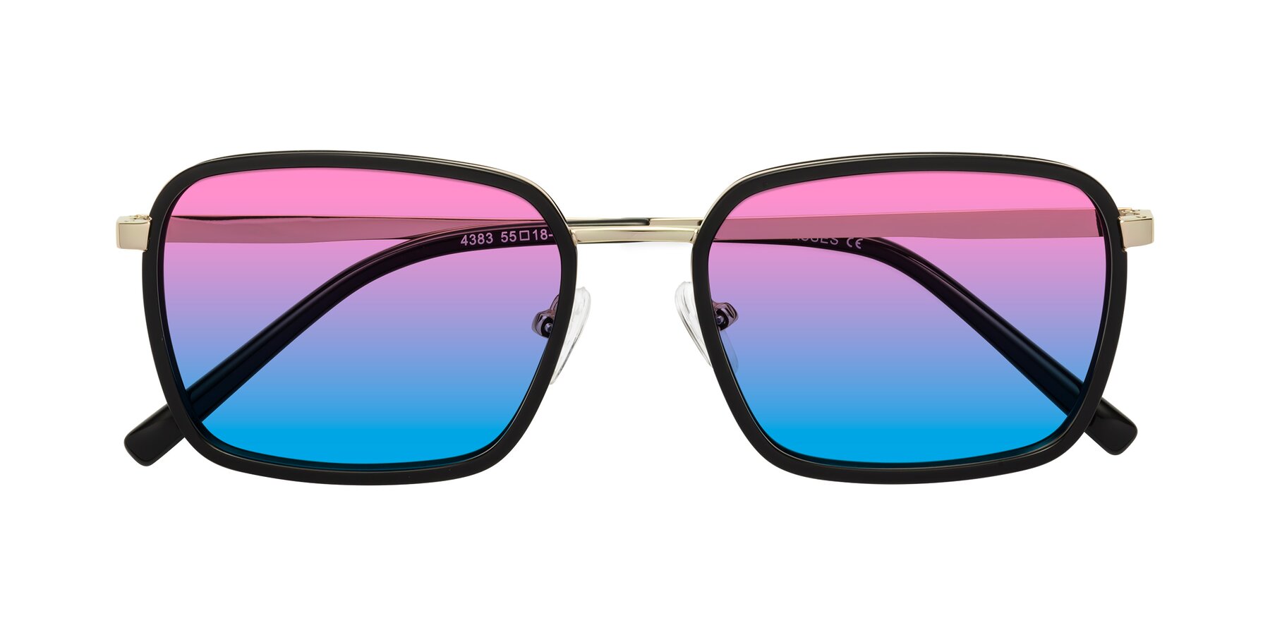 Folded Front of Sunflower in Black-Gold with Pink / Blue Gradient Lenses
