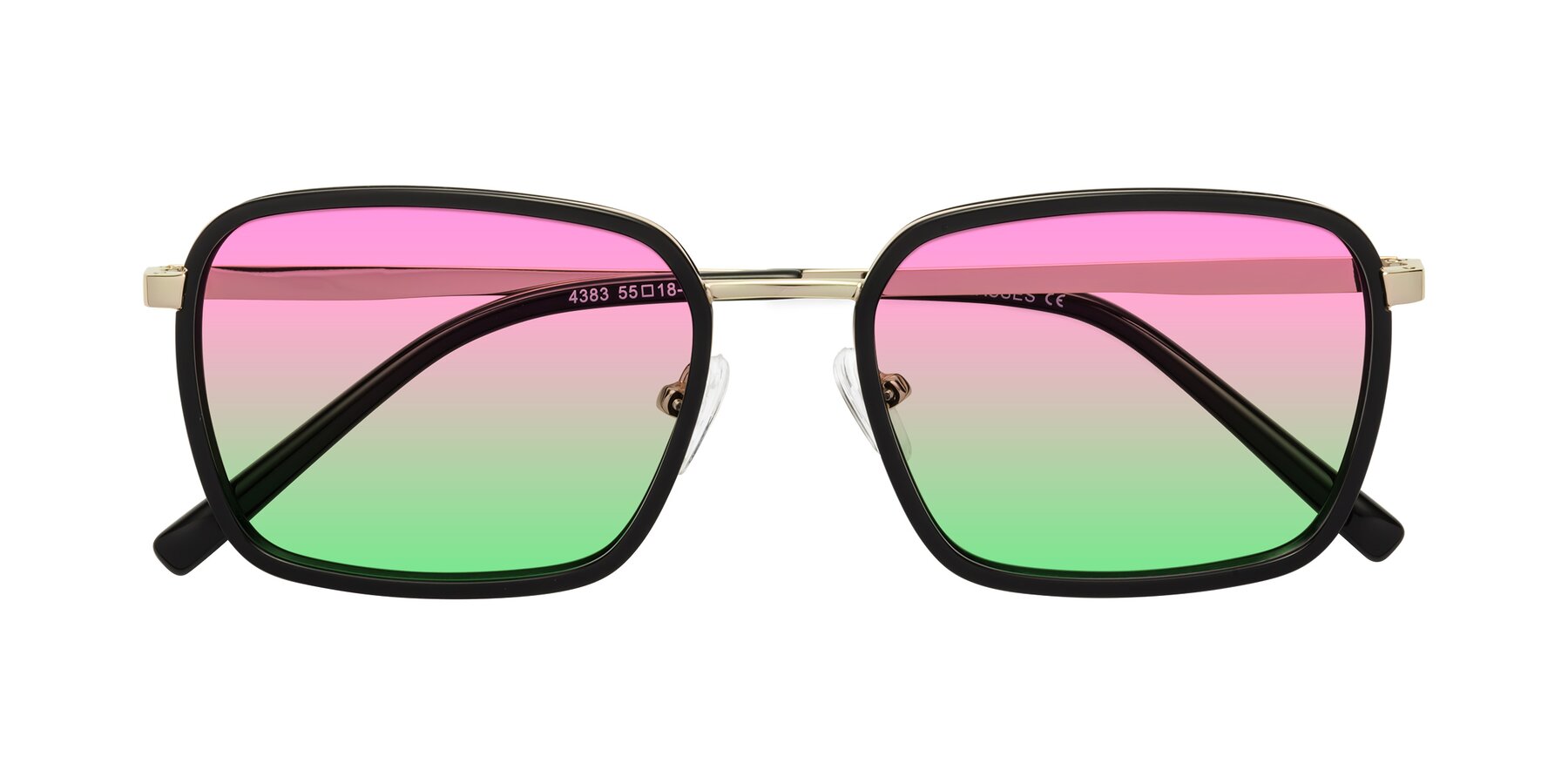 Folded Front of Sunflower in Black-Gold with Pink / Green Gradient Lenses